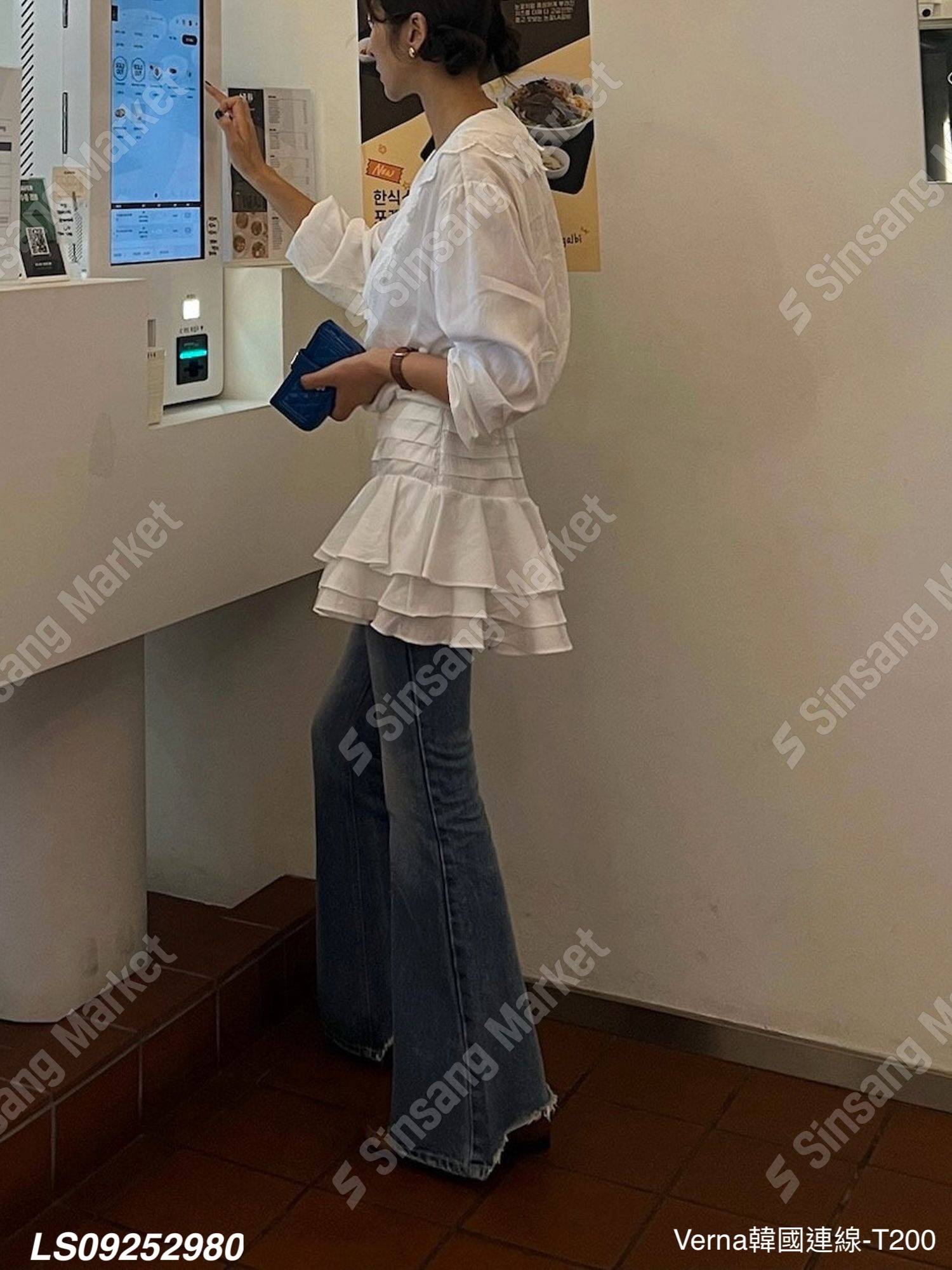 清新Ｖ領縮腰顯瘦洋裝