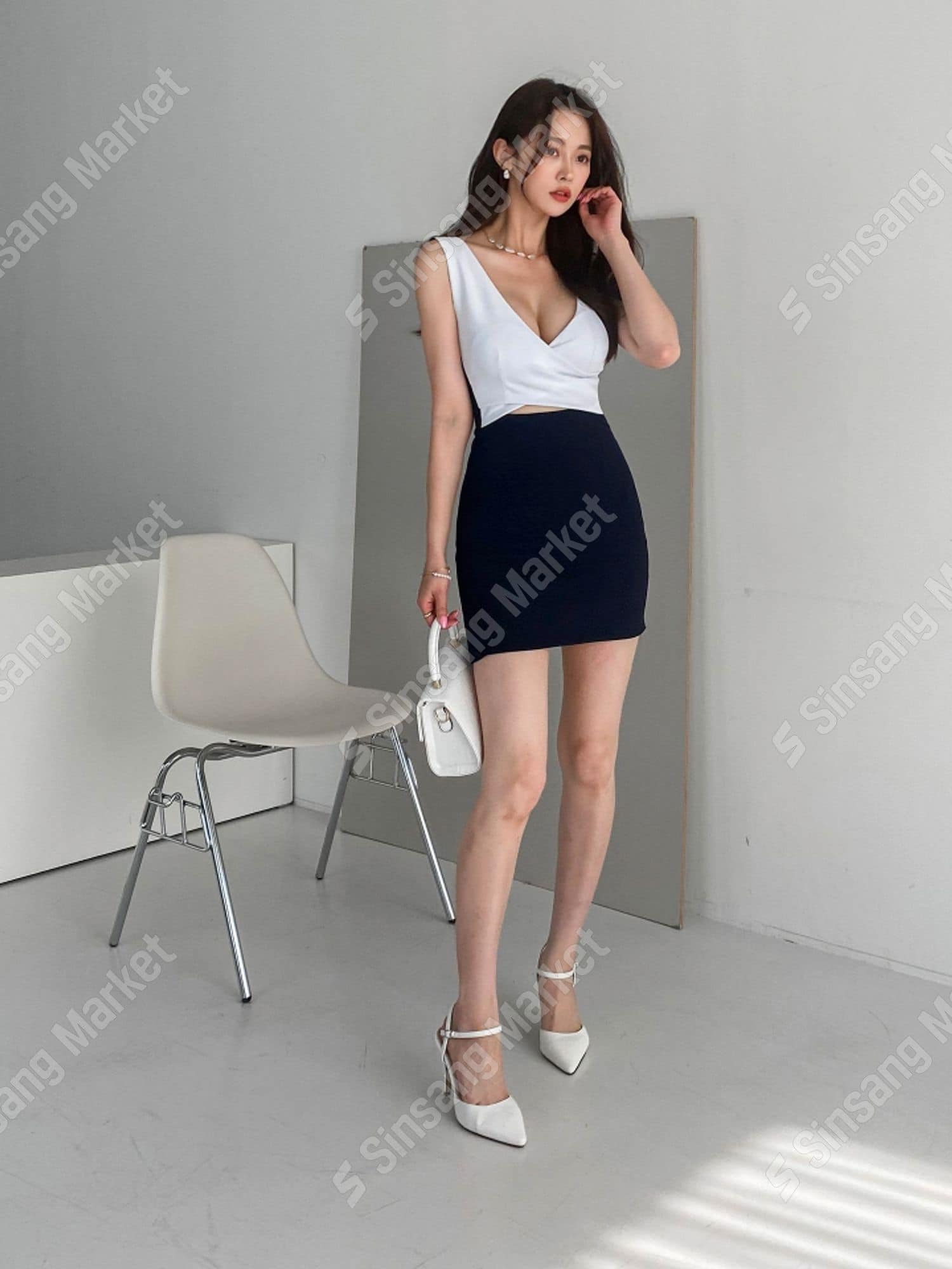 交叉Ｖ領簡約上衣