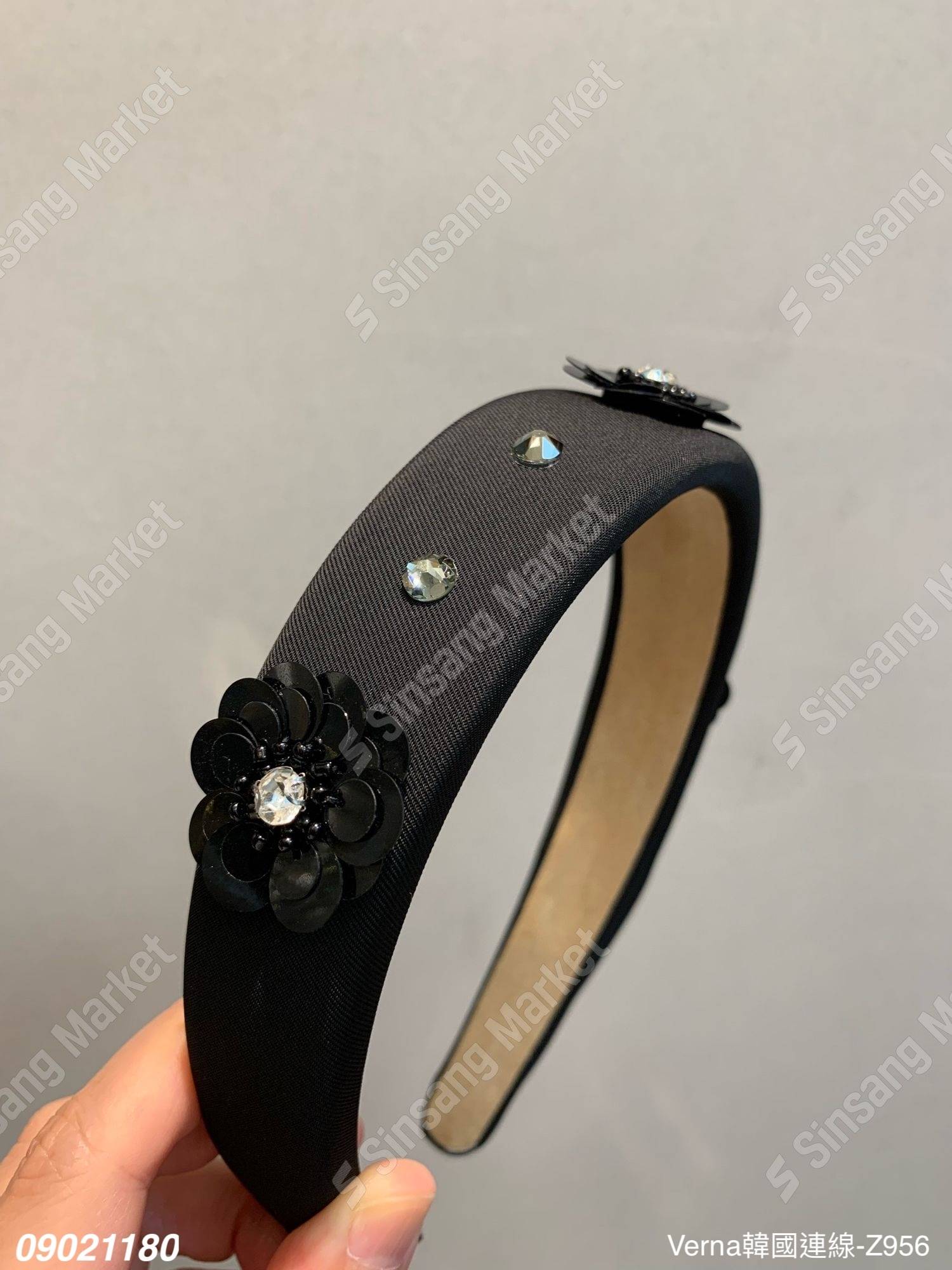 氣質亮片花朵寬版髮箍