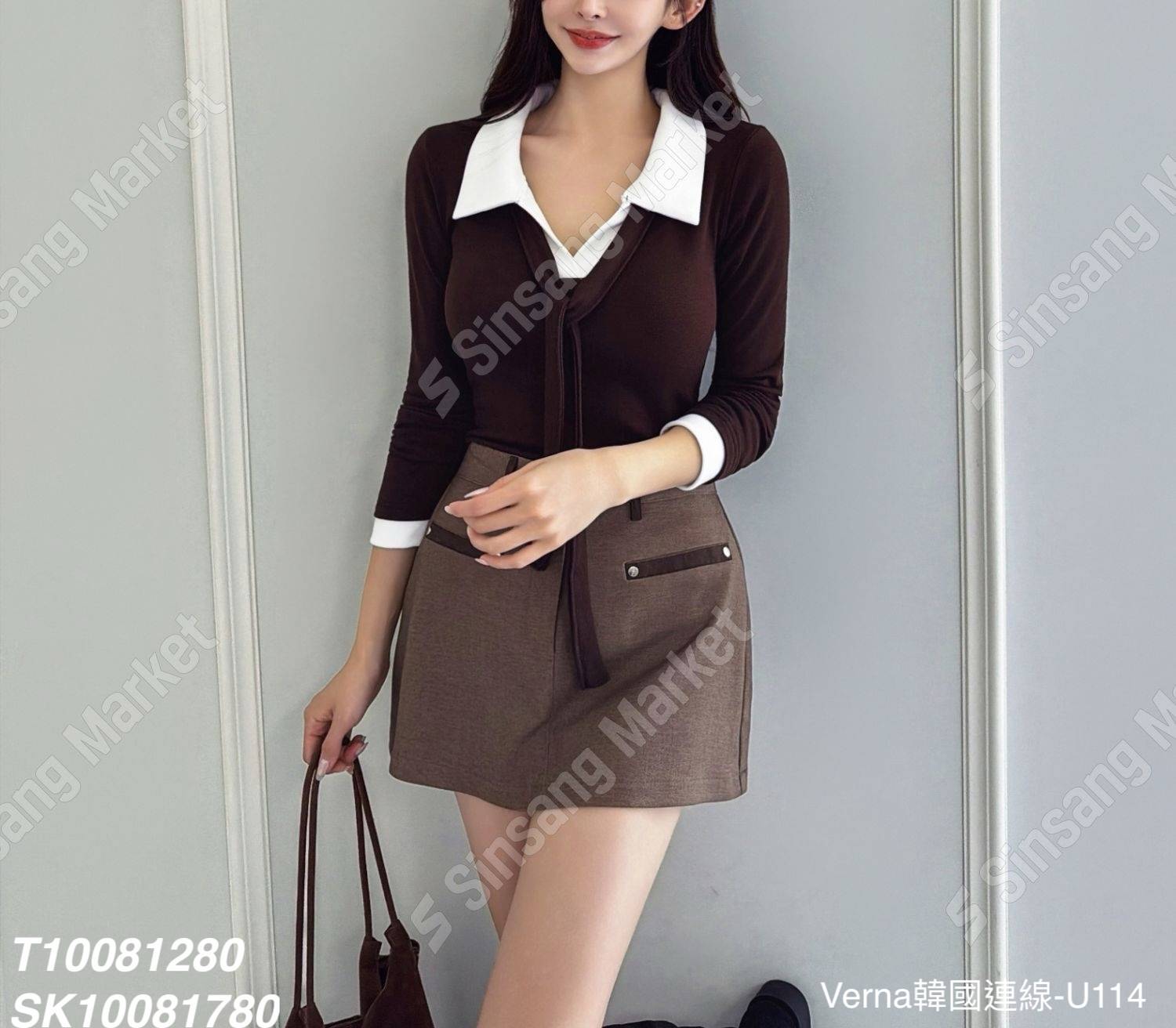 古典知性翻領短裙套裝