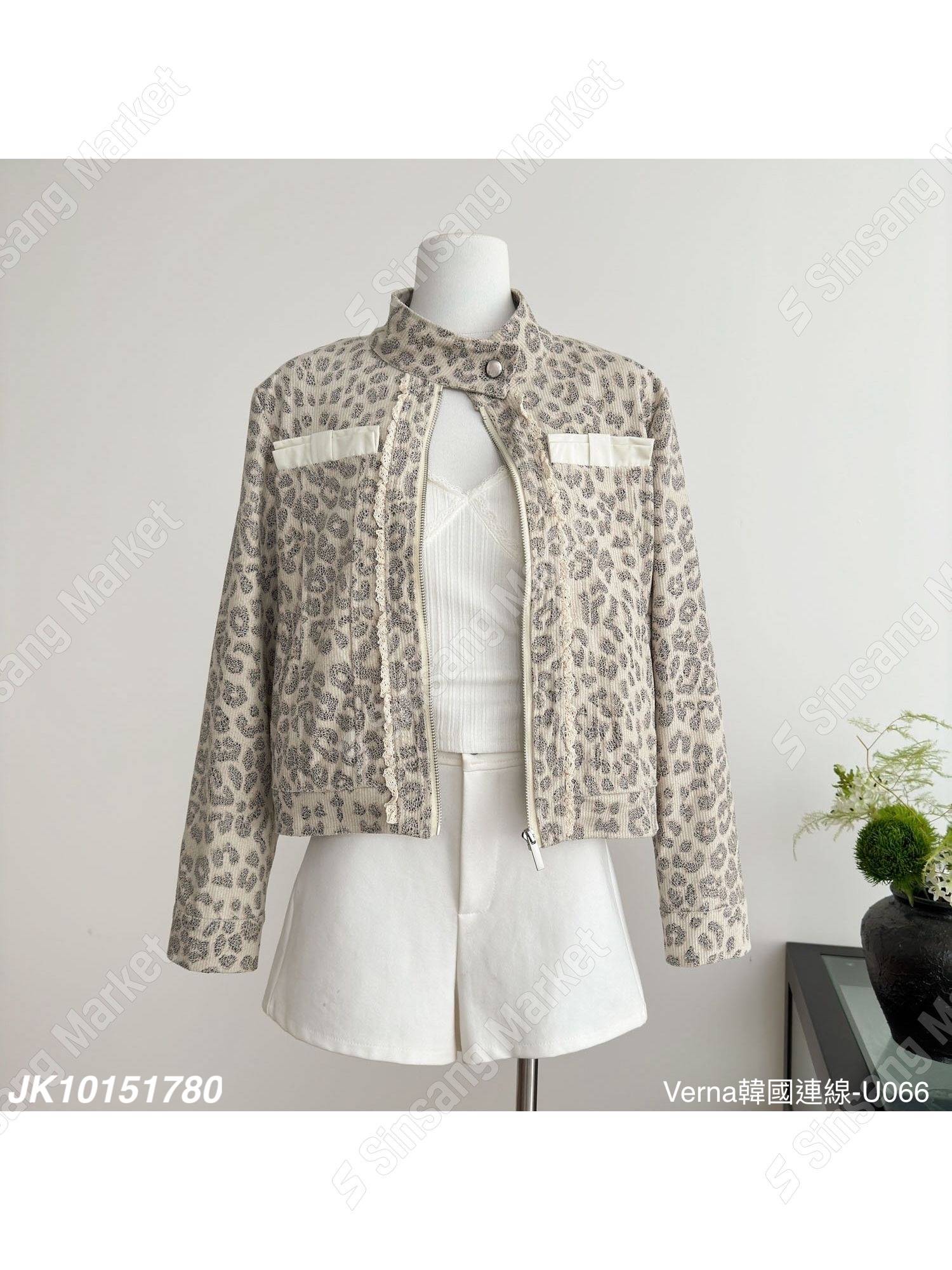 韓系豹紋拉鍊外套