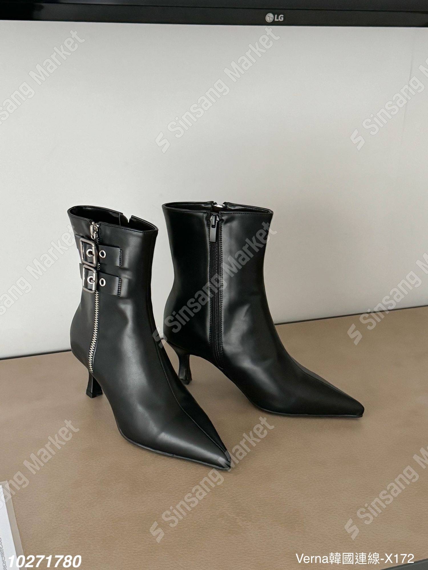 時尚尖頭皮革短靴