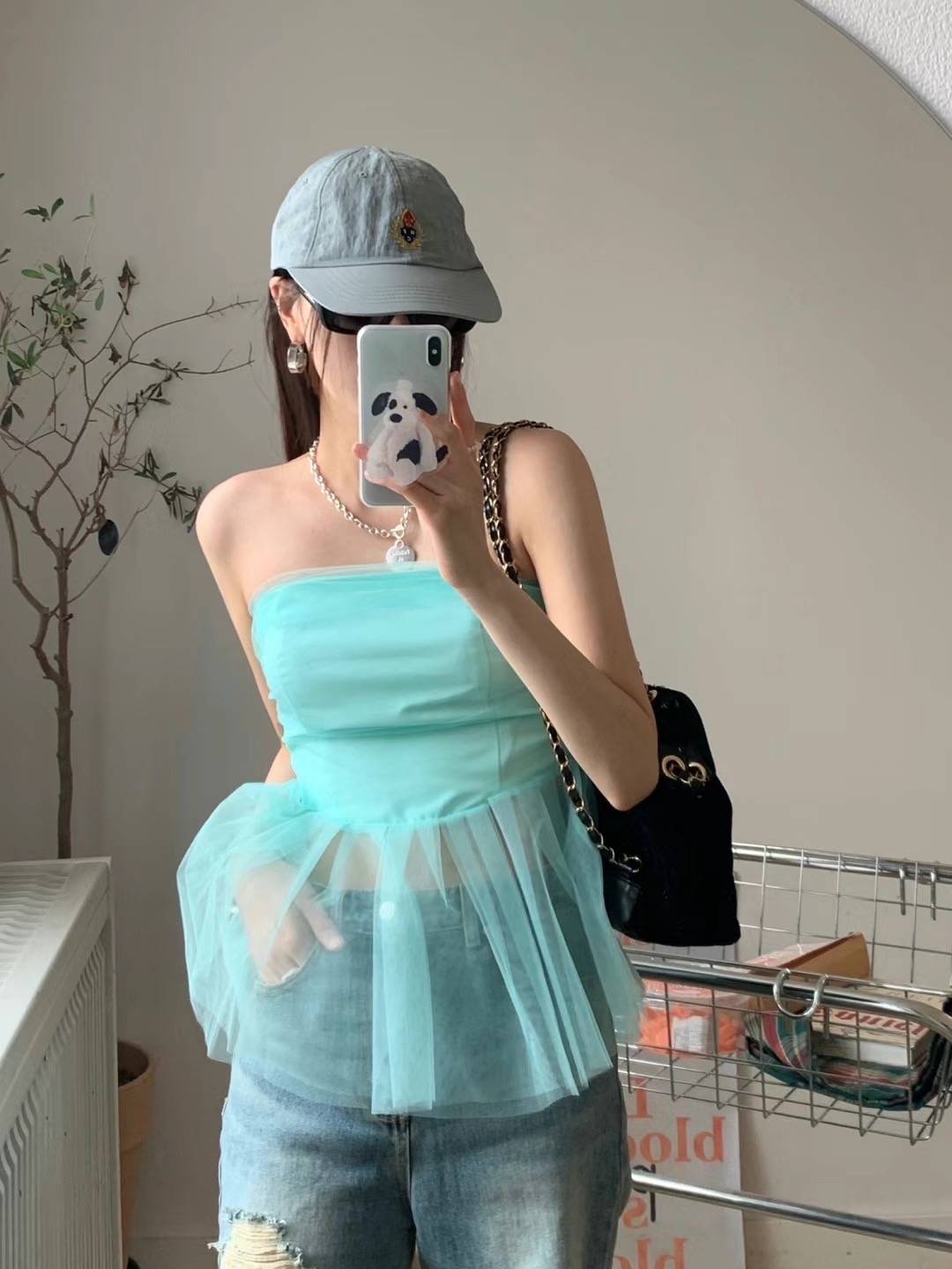 夏季糖果色短紗裙平口上衣