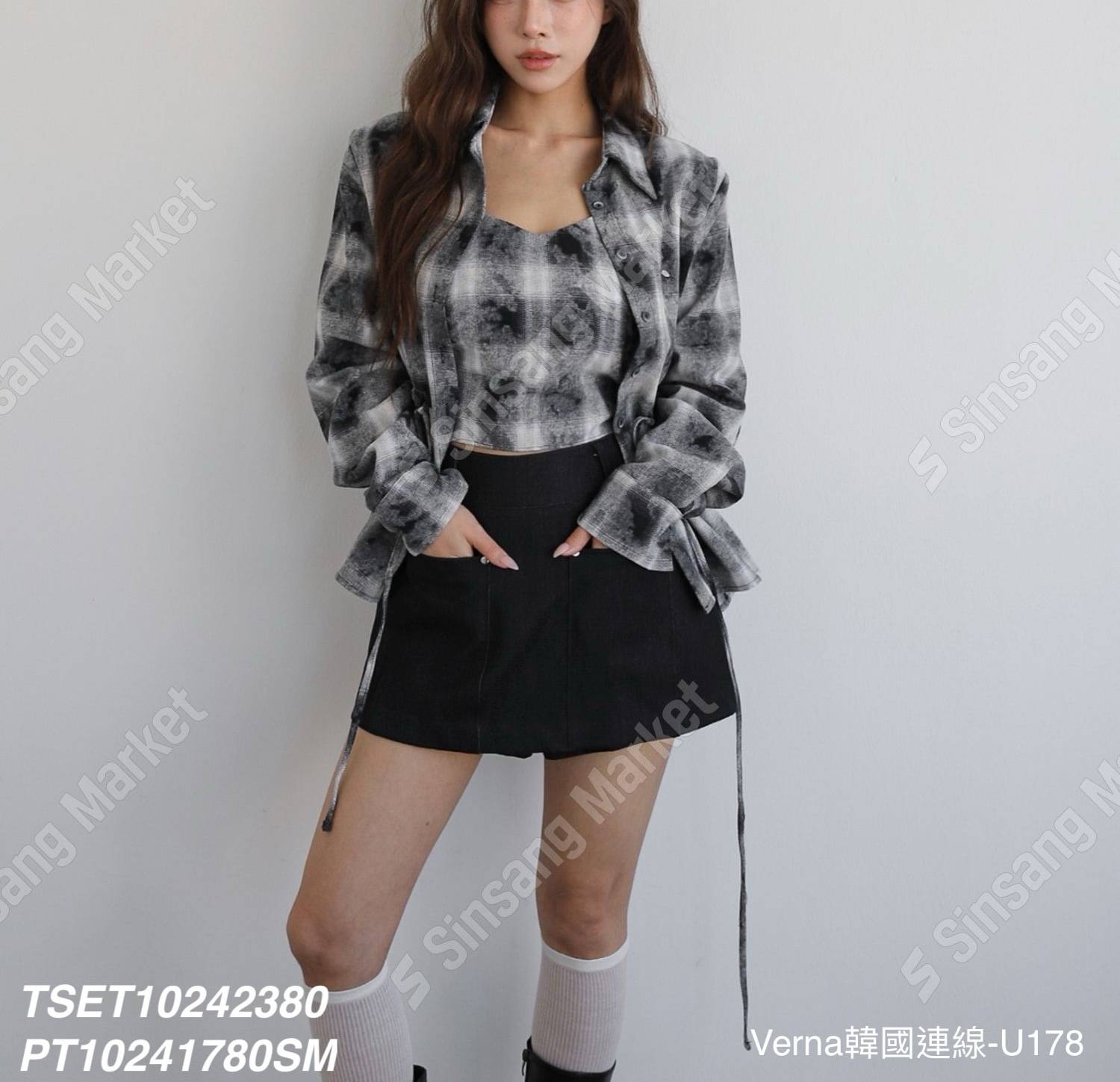 潮流時尚格子短裙套裝