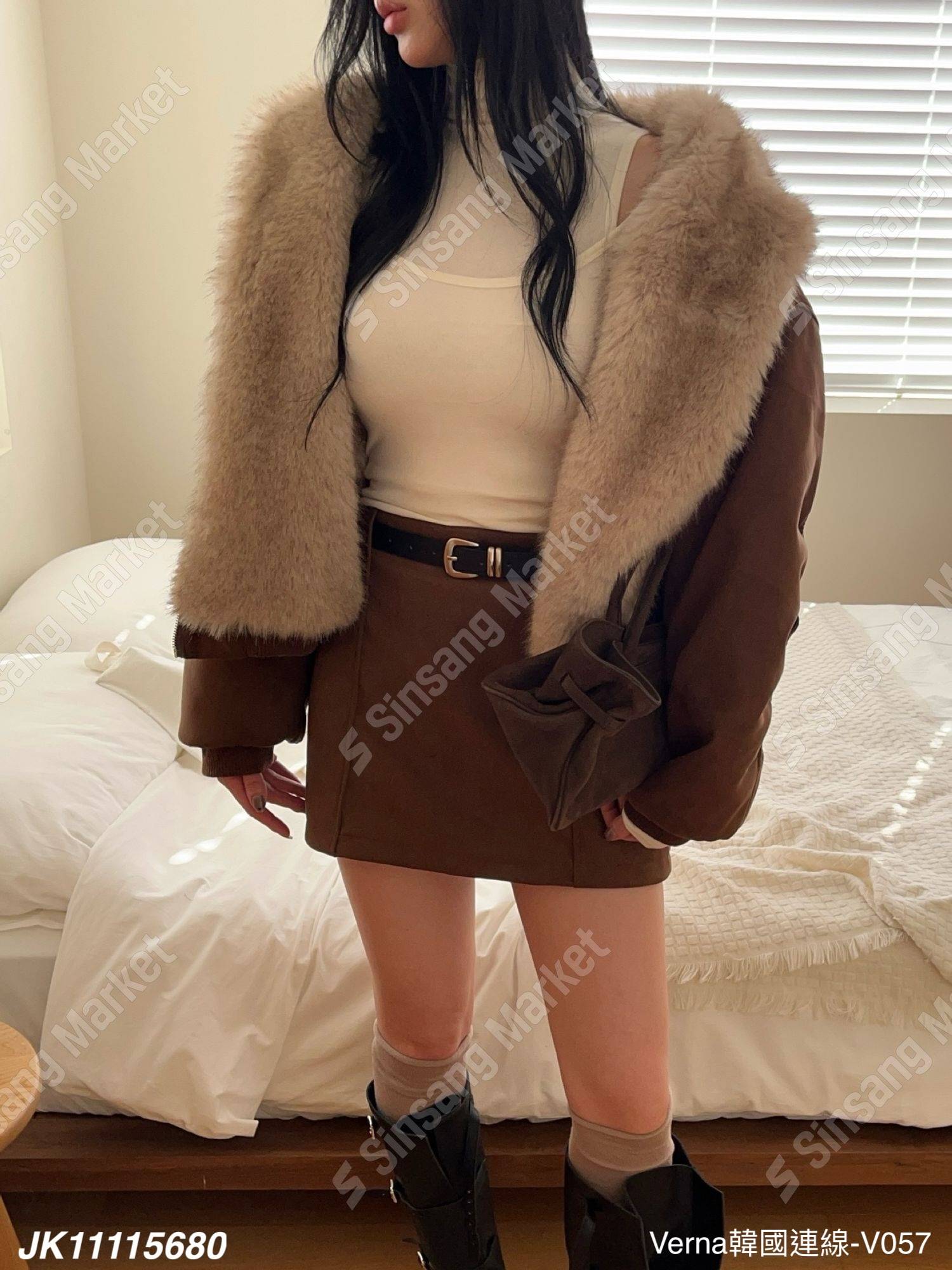 個性大翻領絨毛外套