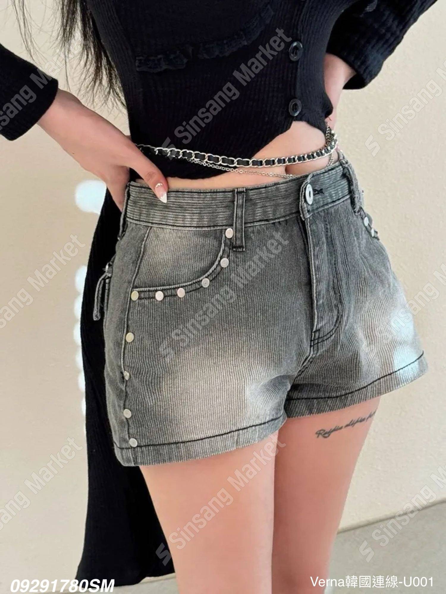 仿舊刷色牛仔短褲