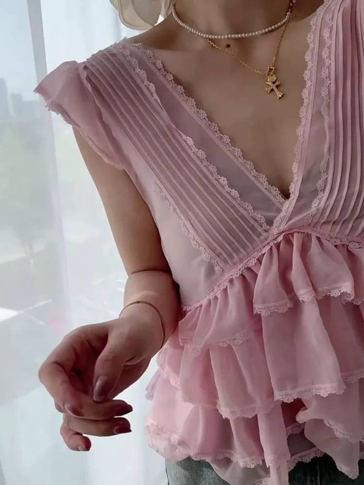 夏季獨美雪紡小飛袖上衣