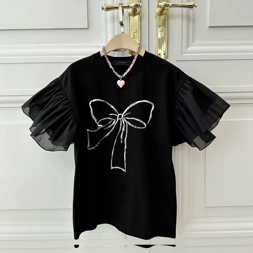 俏皮可愛蝴蝶休閒荷葉上衣