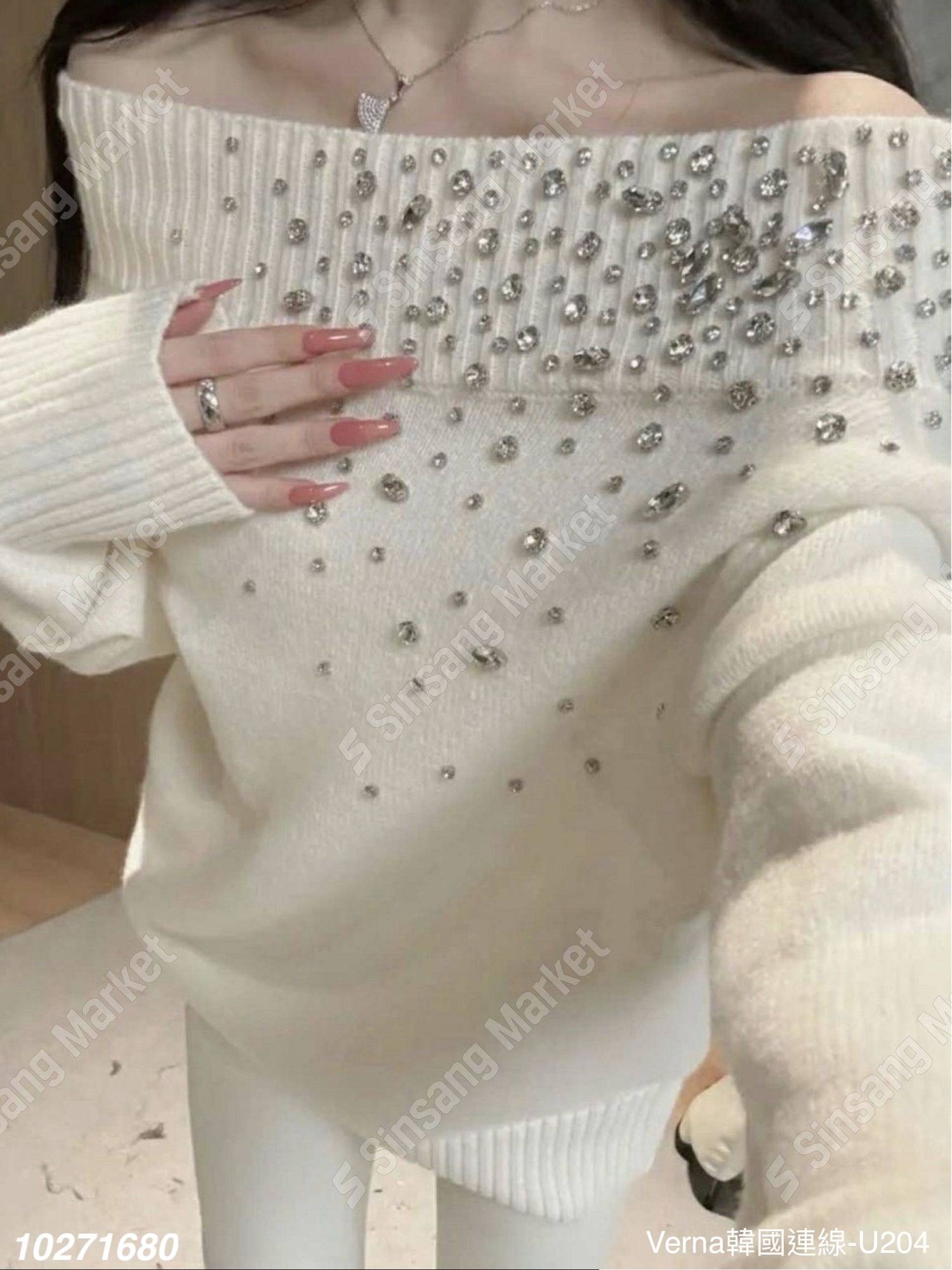 平口水鑽長版上衣