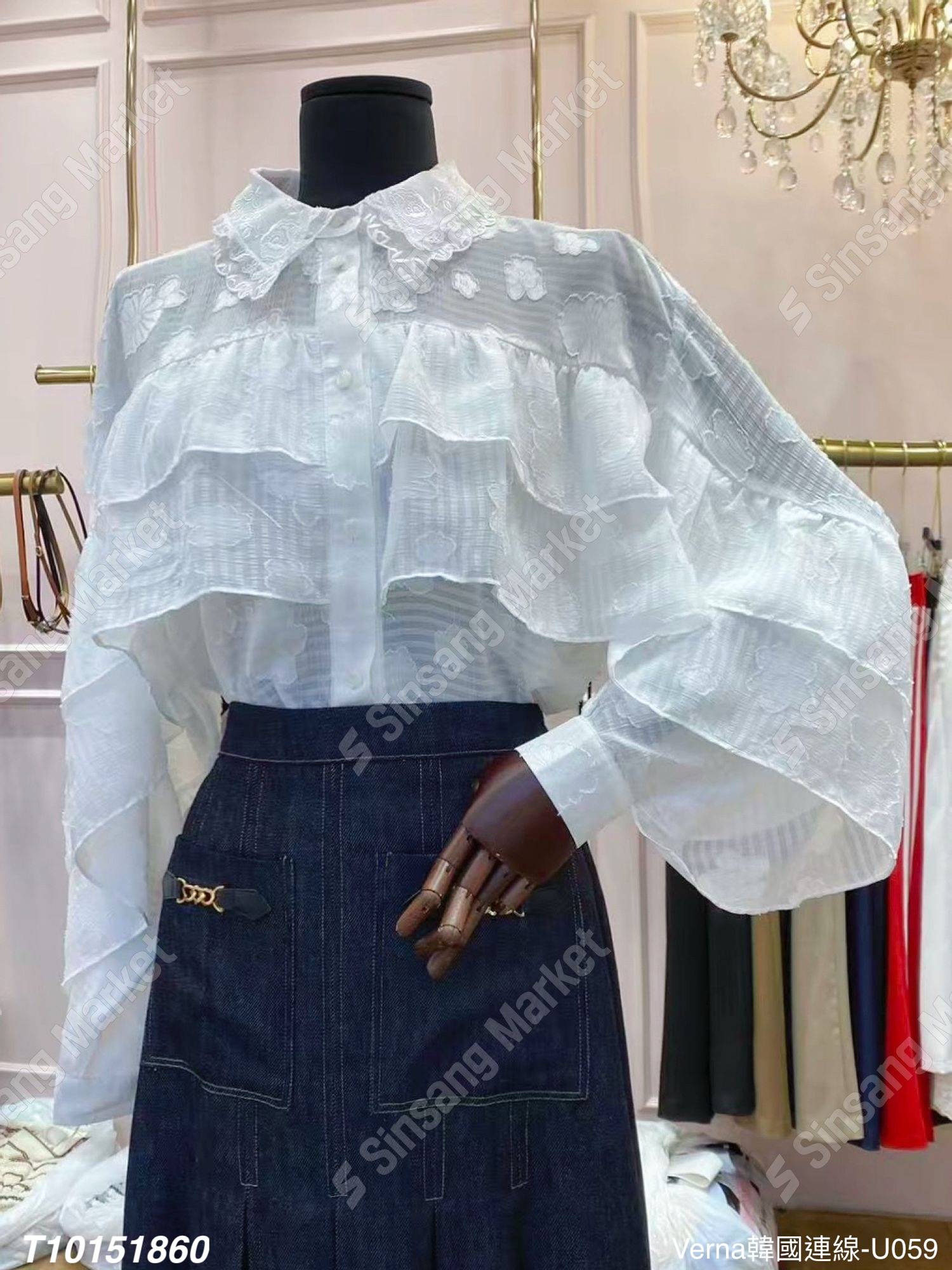 翻領透膚雪紡襯衫