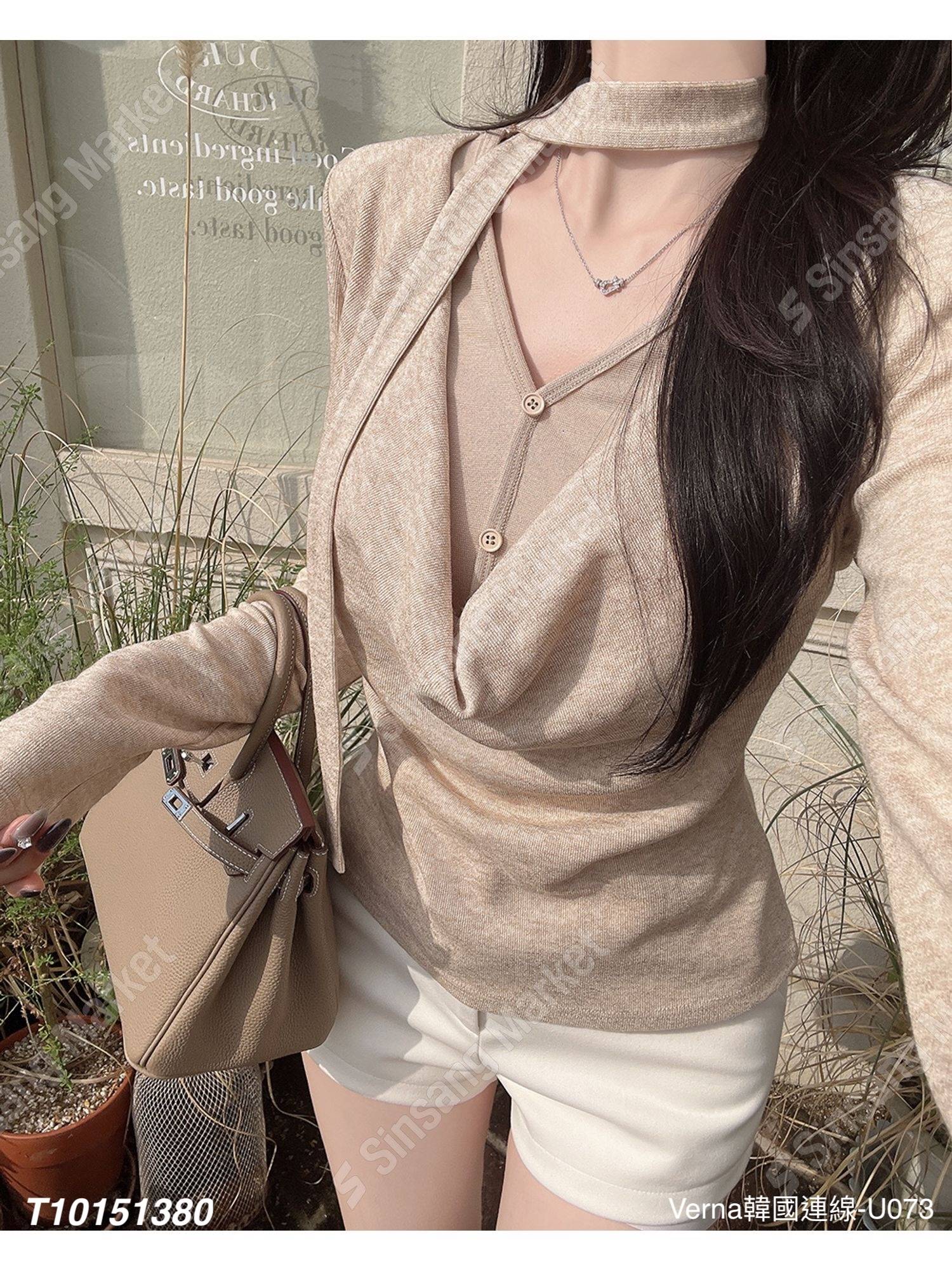 氣質領巾Ｖ領上衣