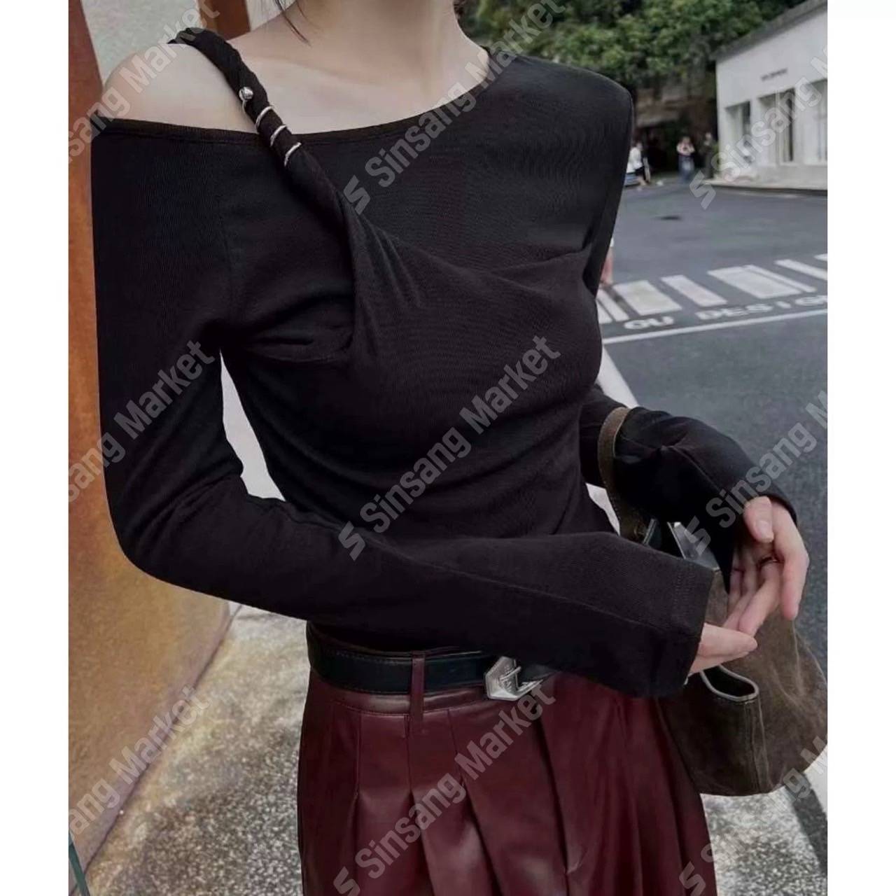 個性露肩性感針織長袖