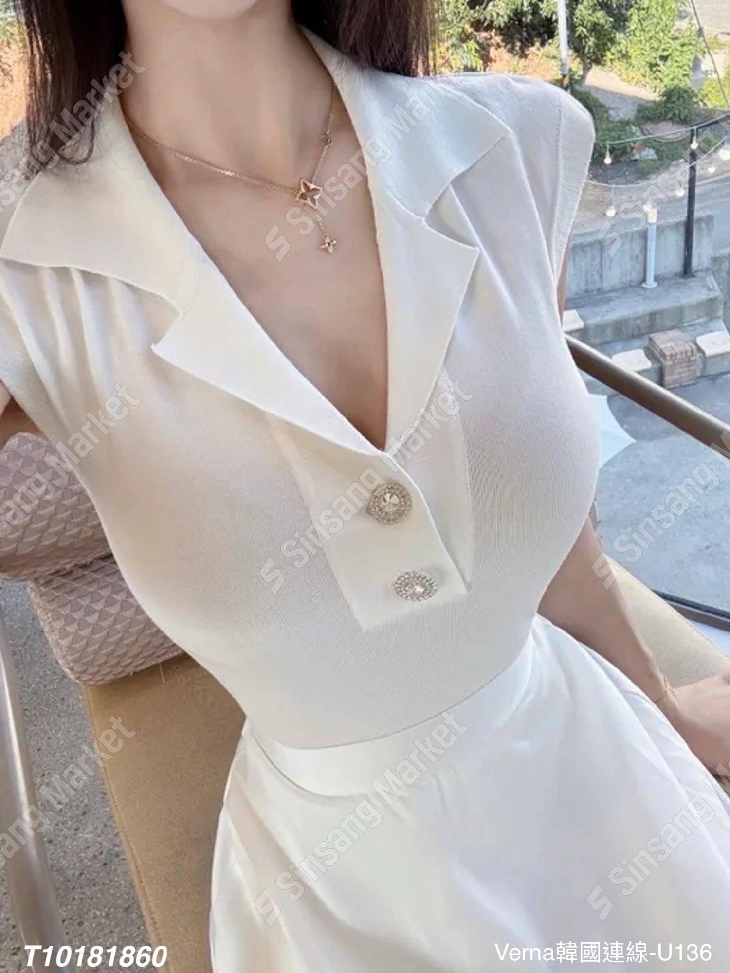 秀氣翻領Ｖ領上衣