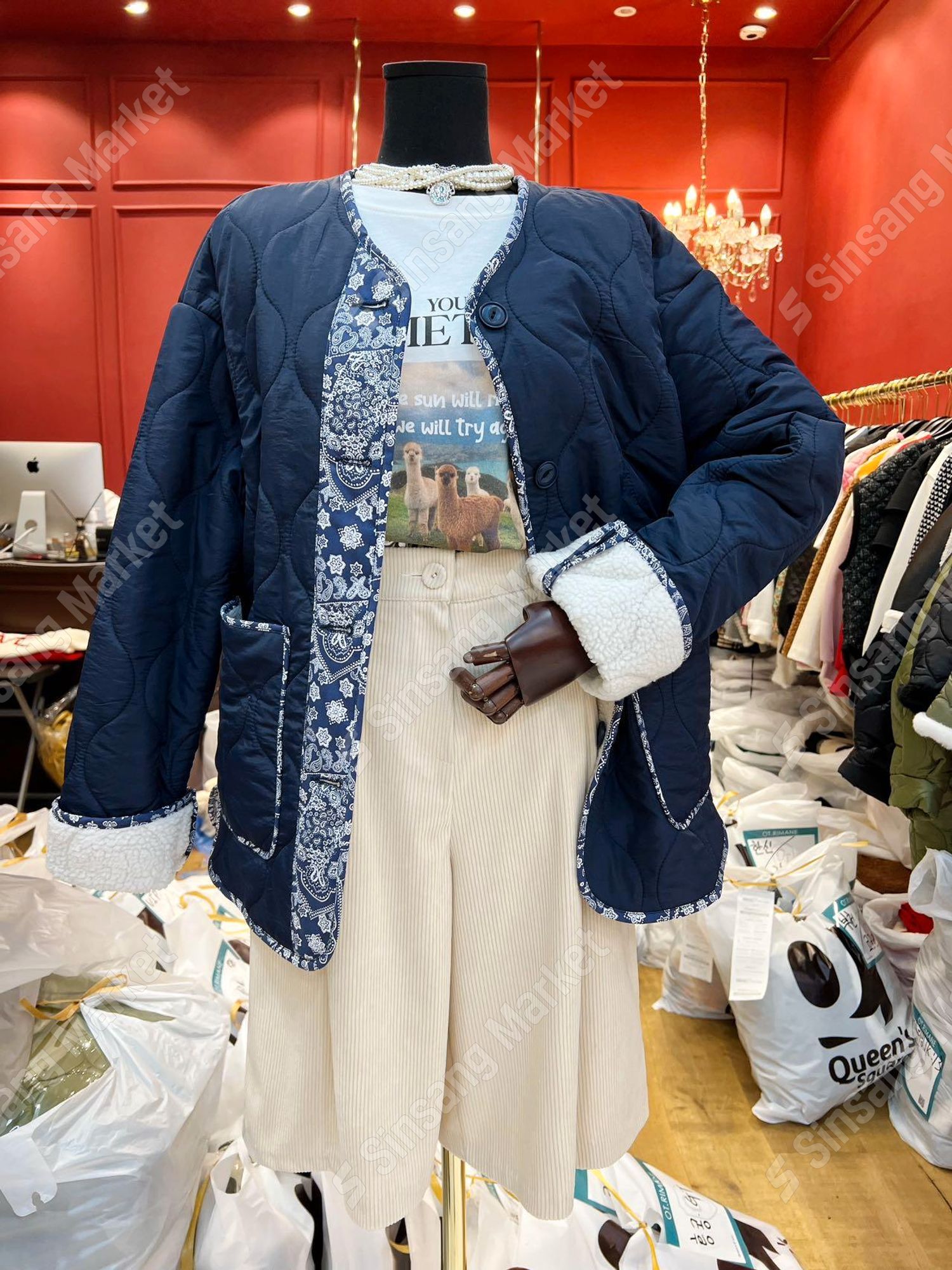 雙面羔羊提花外套