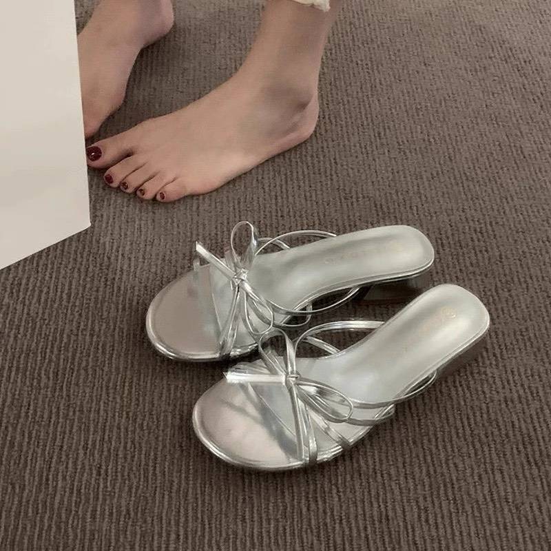 渡假仙女涼鞋蝴蝶結款（銀37）