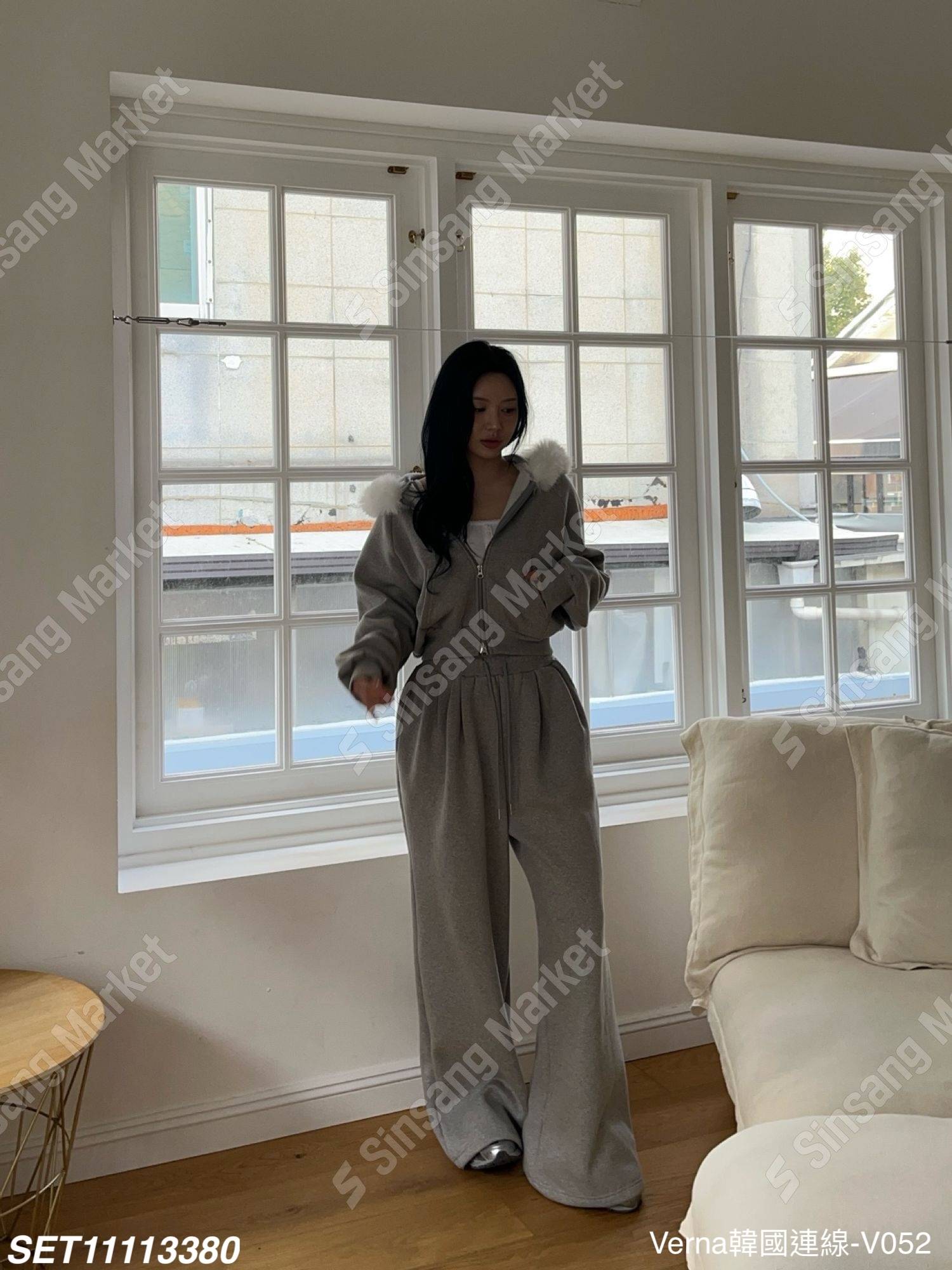 休閒保暖拉鍊長褲套裝