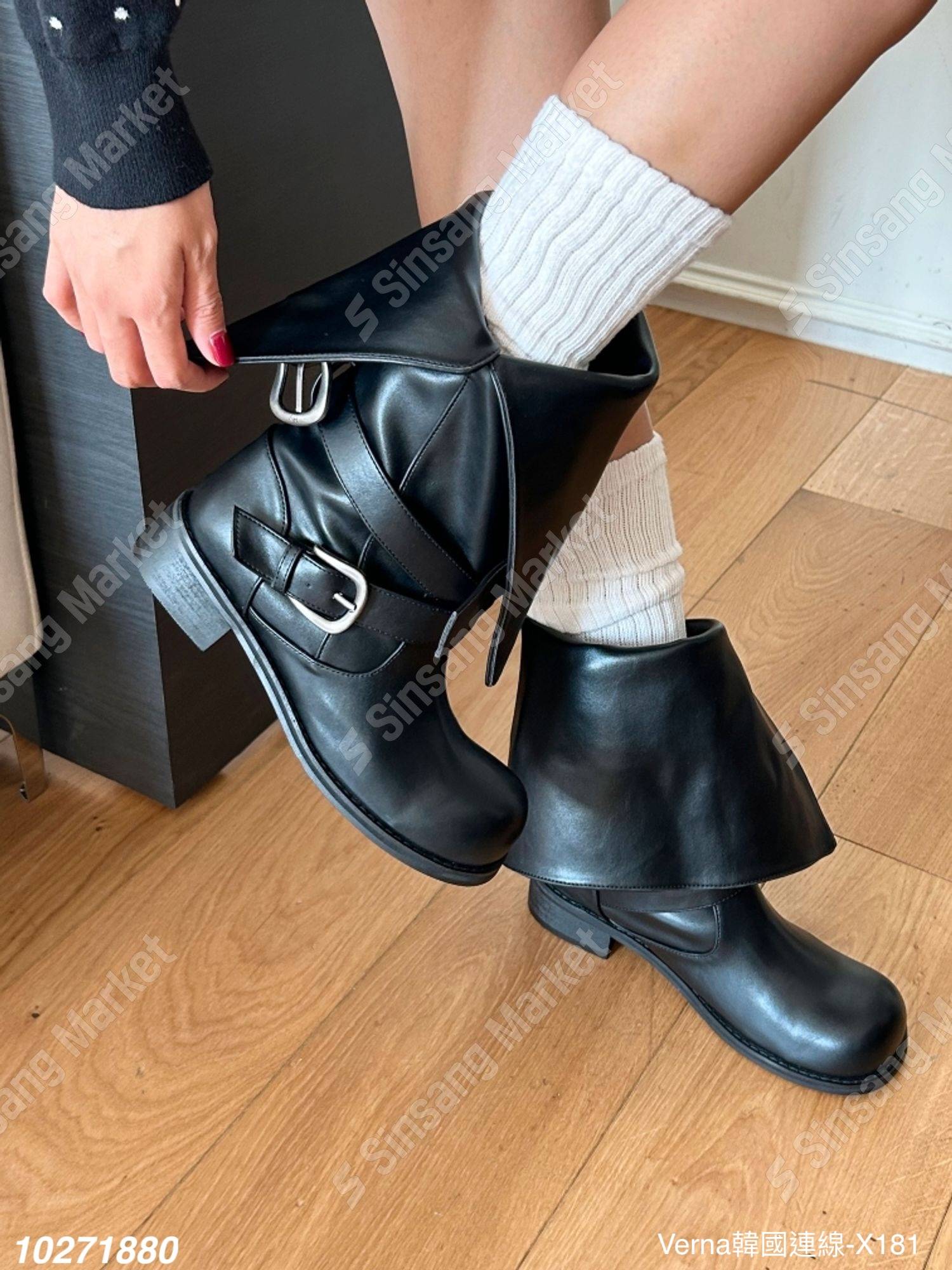 中性帥氣反折長靴