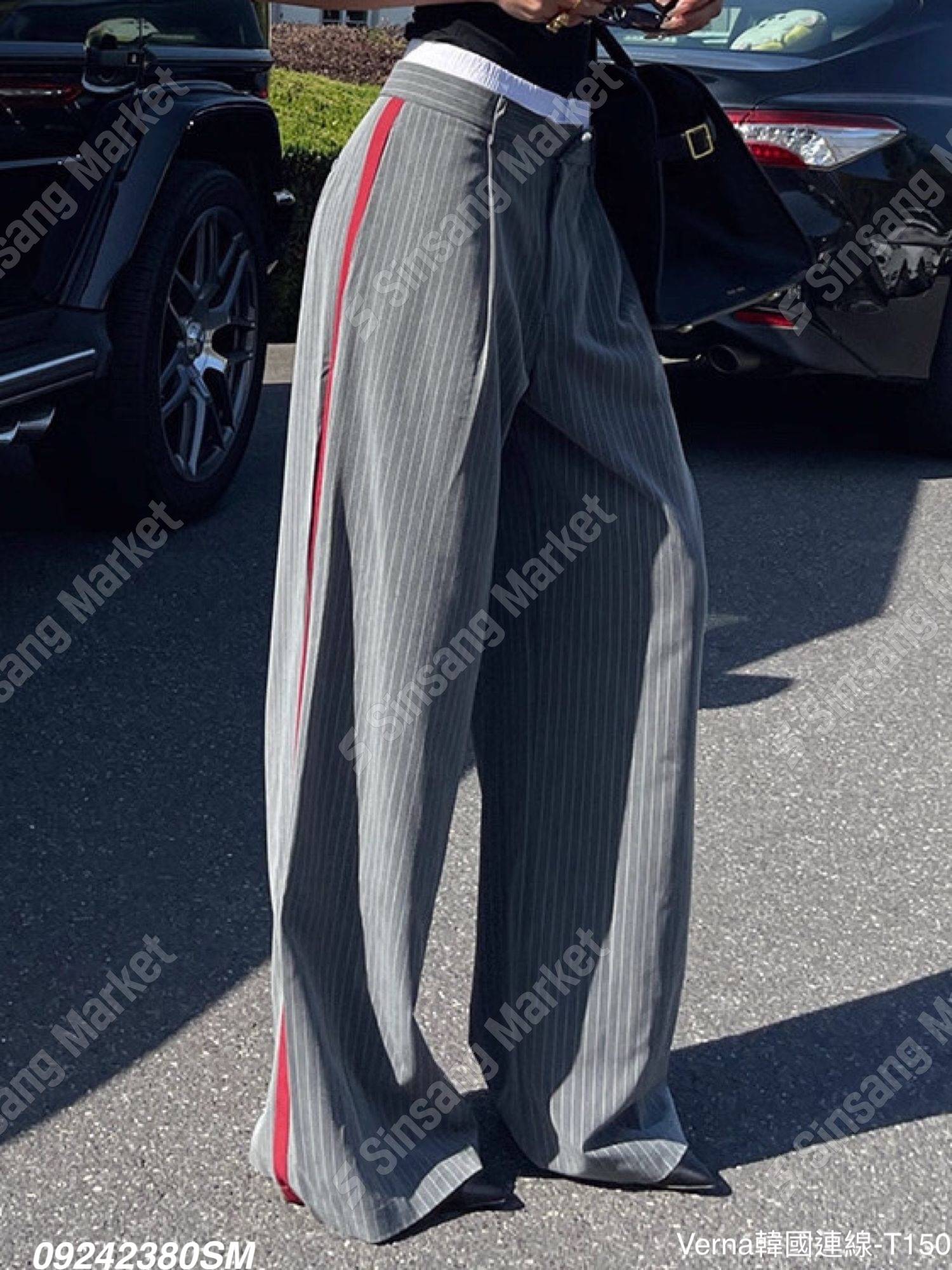 俐落條紋西裝長褲