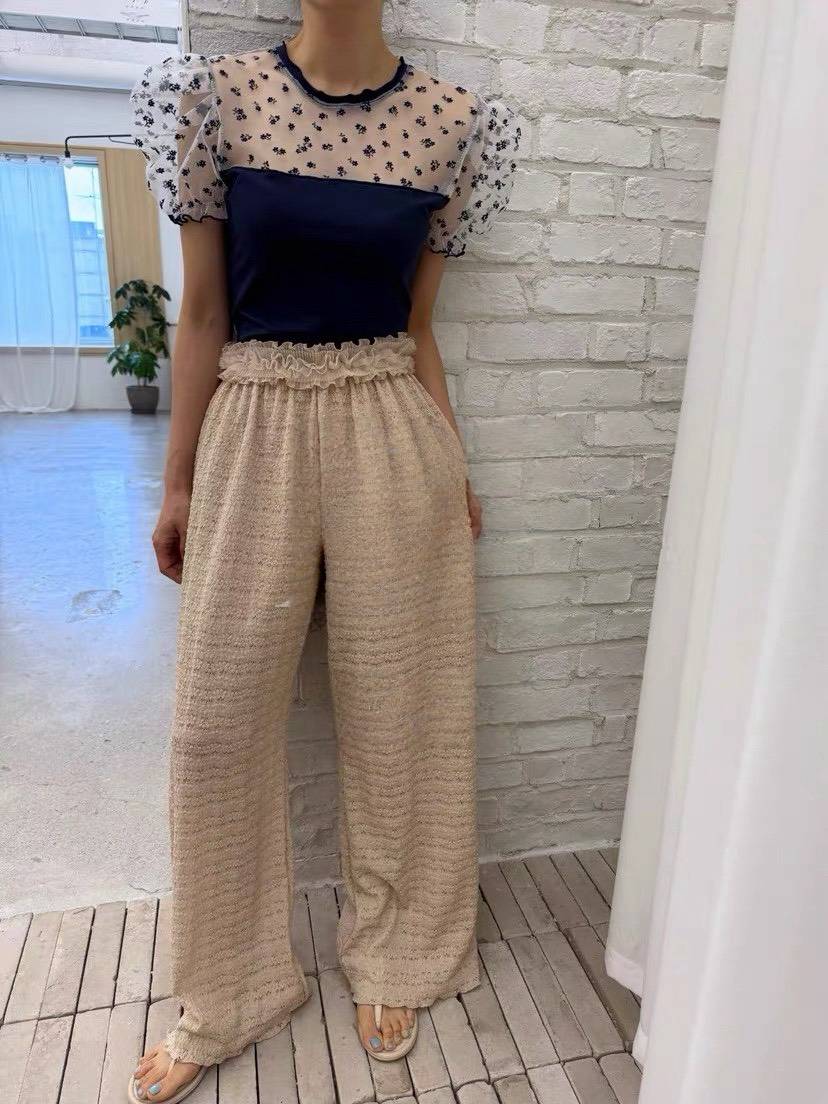 網紗拼接短袖Ｔ恤上衣