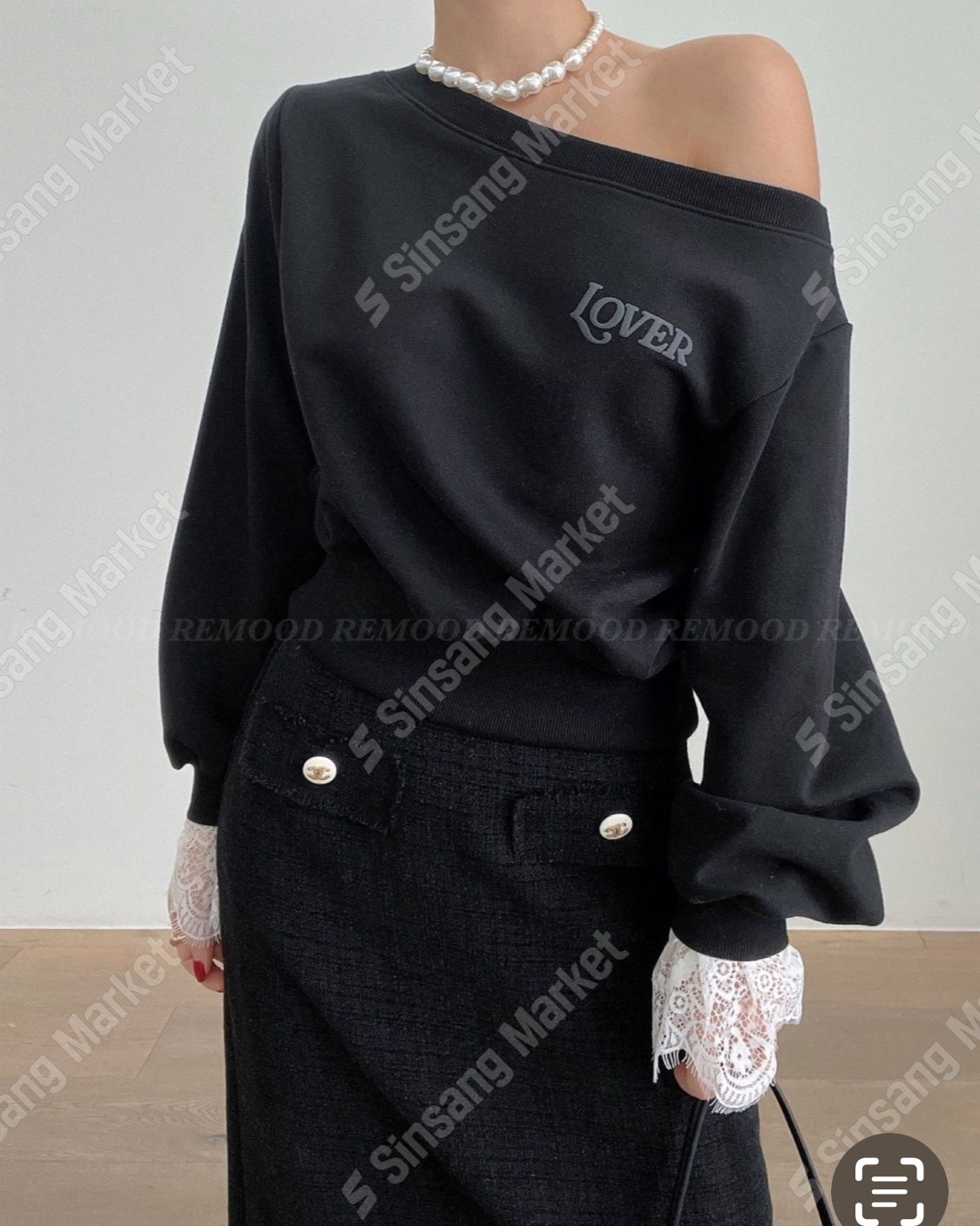 斜肩簡約休閒上衣