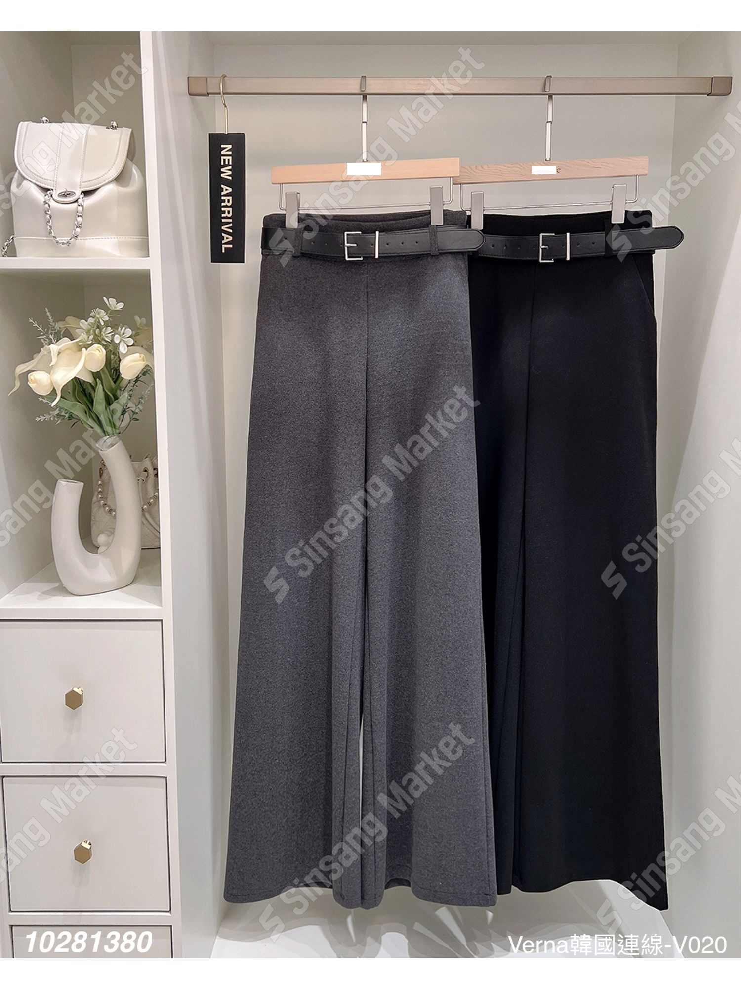 素雅簡約俐落闊腿褲