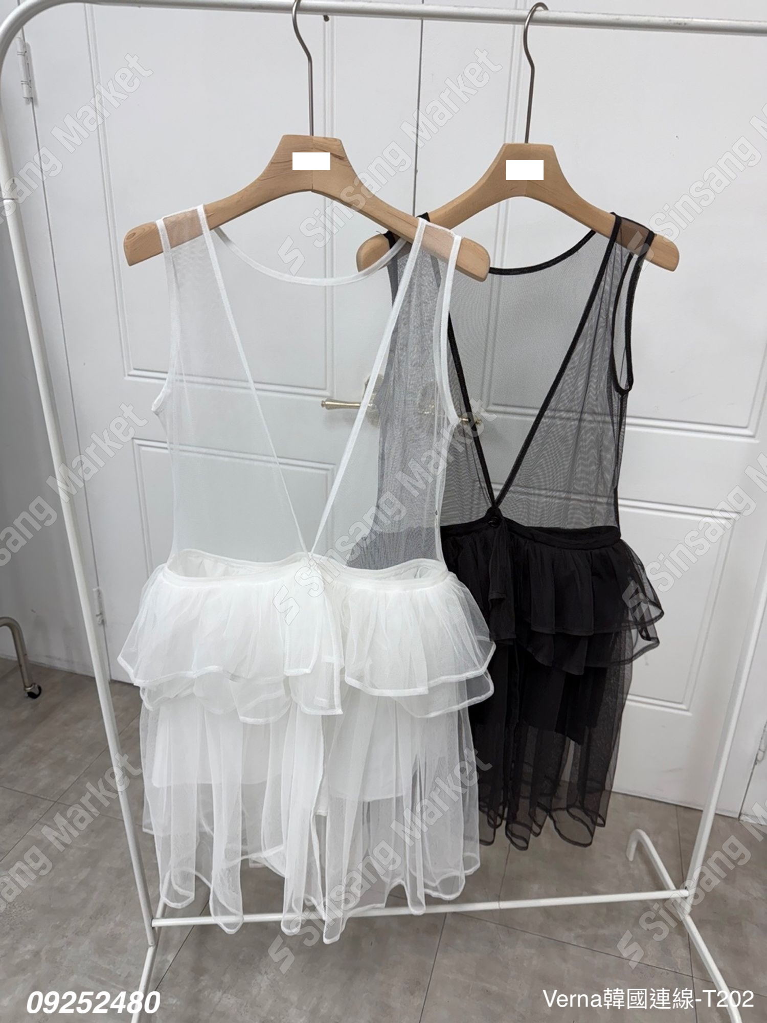 法式透膚網紗背心裙