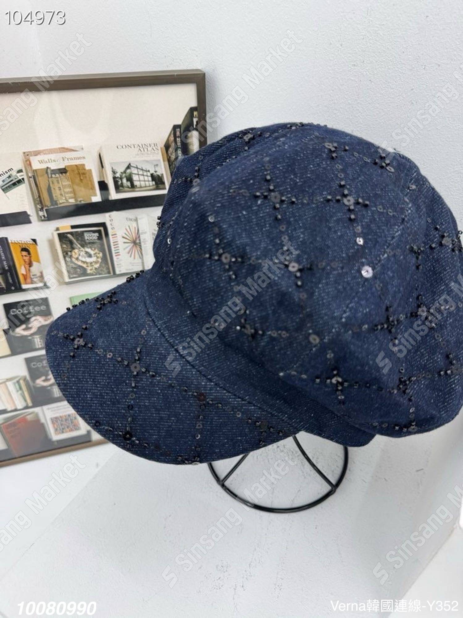 牛仔亮片報童帽