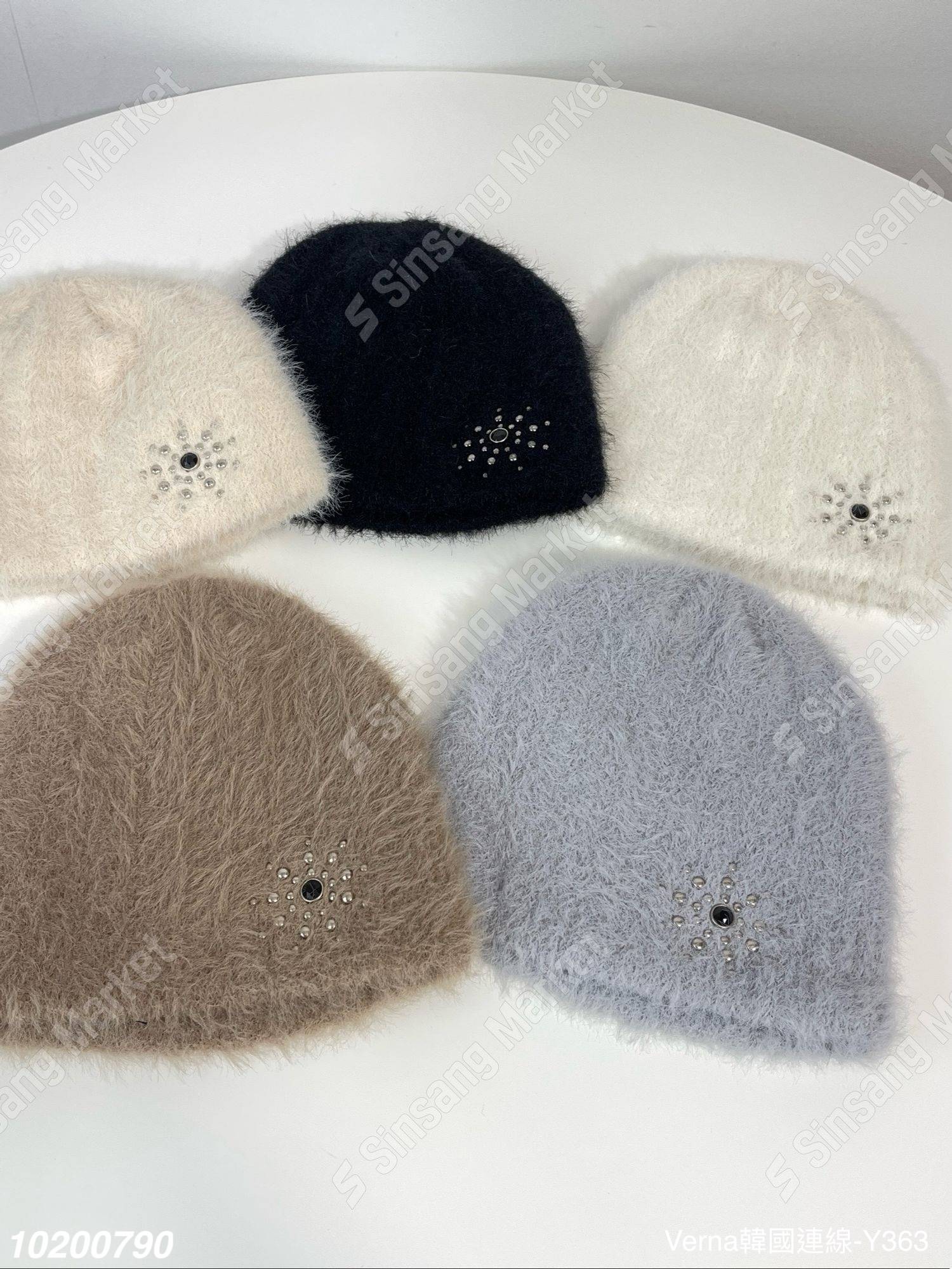 韓系亮眼水鑽毛帽