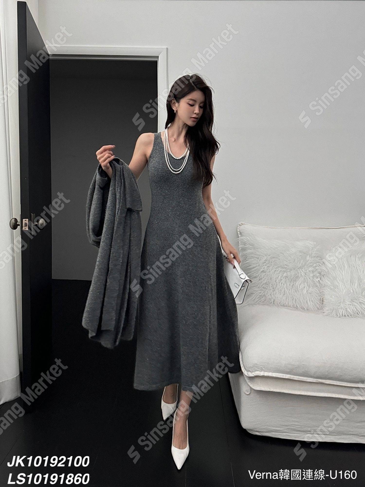 韓風高雅連身裙套裝