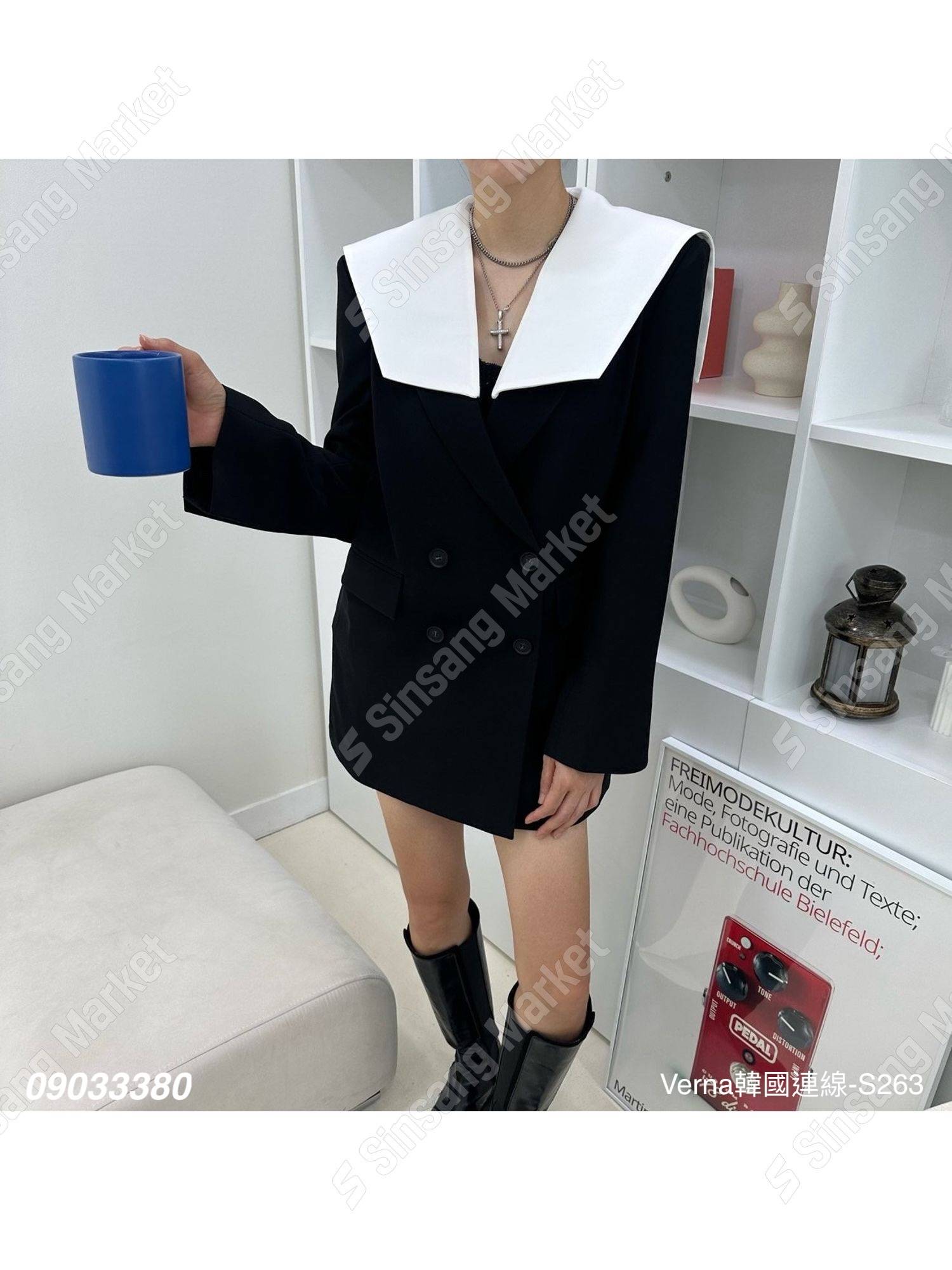 亮眼海軍領西裝外套