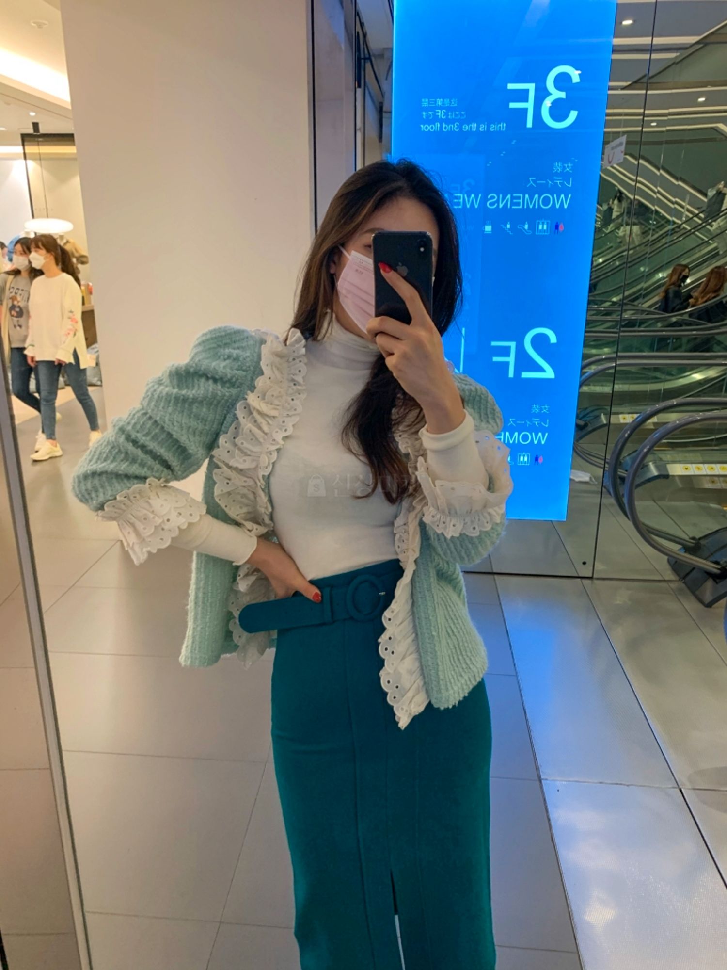 時尚高腰前開衩包臀裙