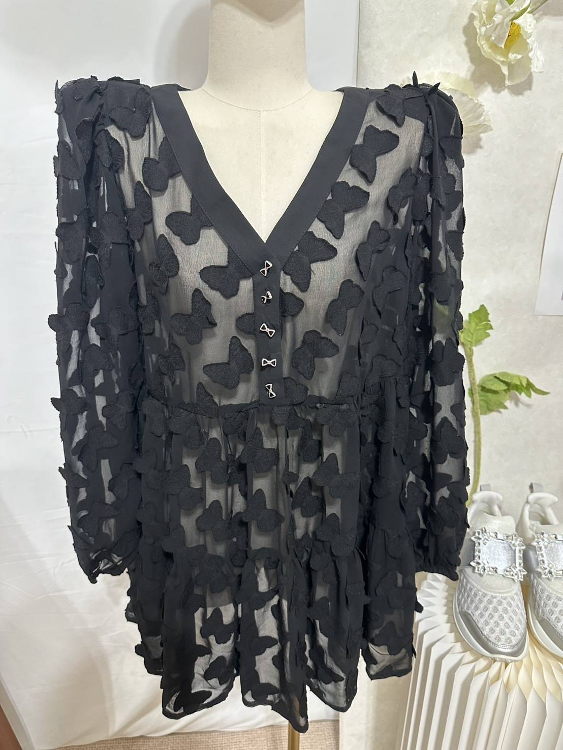 透視蕾絲飄逸洋裝