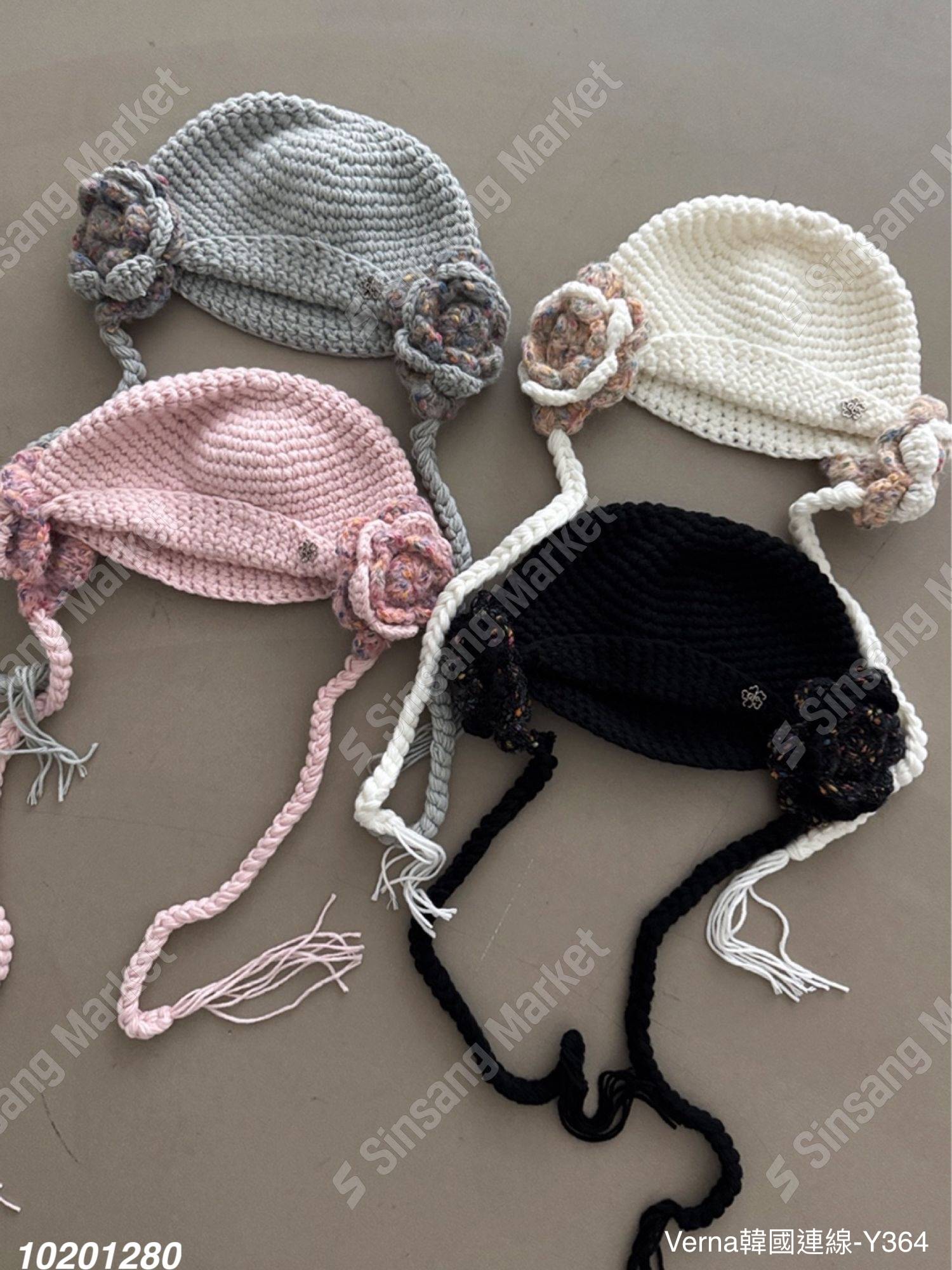 韓風玫瑰編織帽