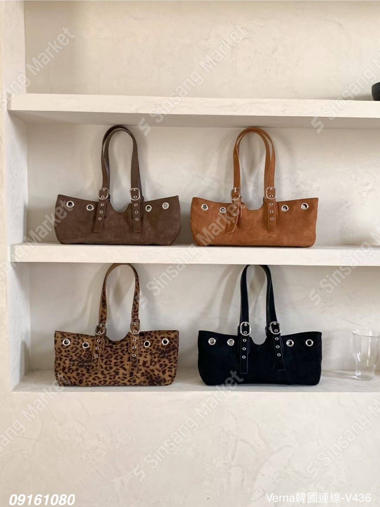 率性補丁麂皮單肩包