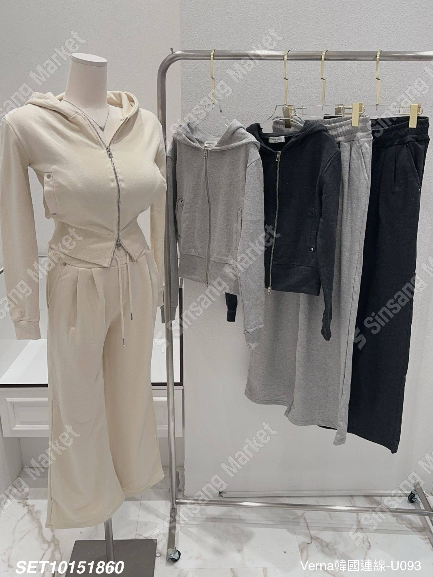 百搭連帽雙口袋長褲套裝