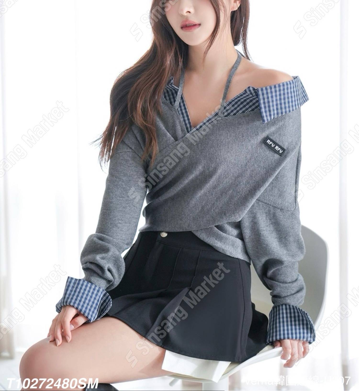 韓系亮眼掛脖襯衫上衣