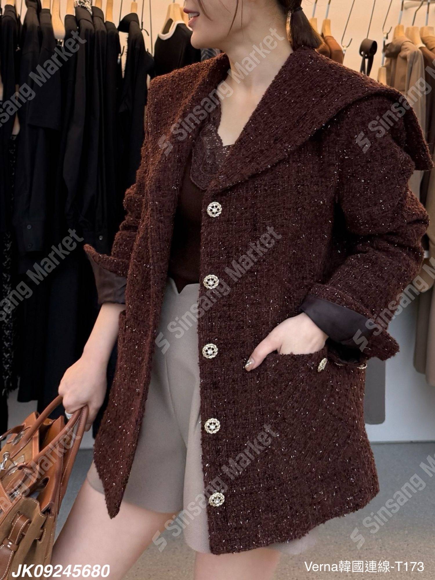 低調奢華金蔥排扣外套