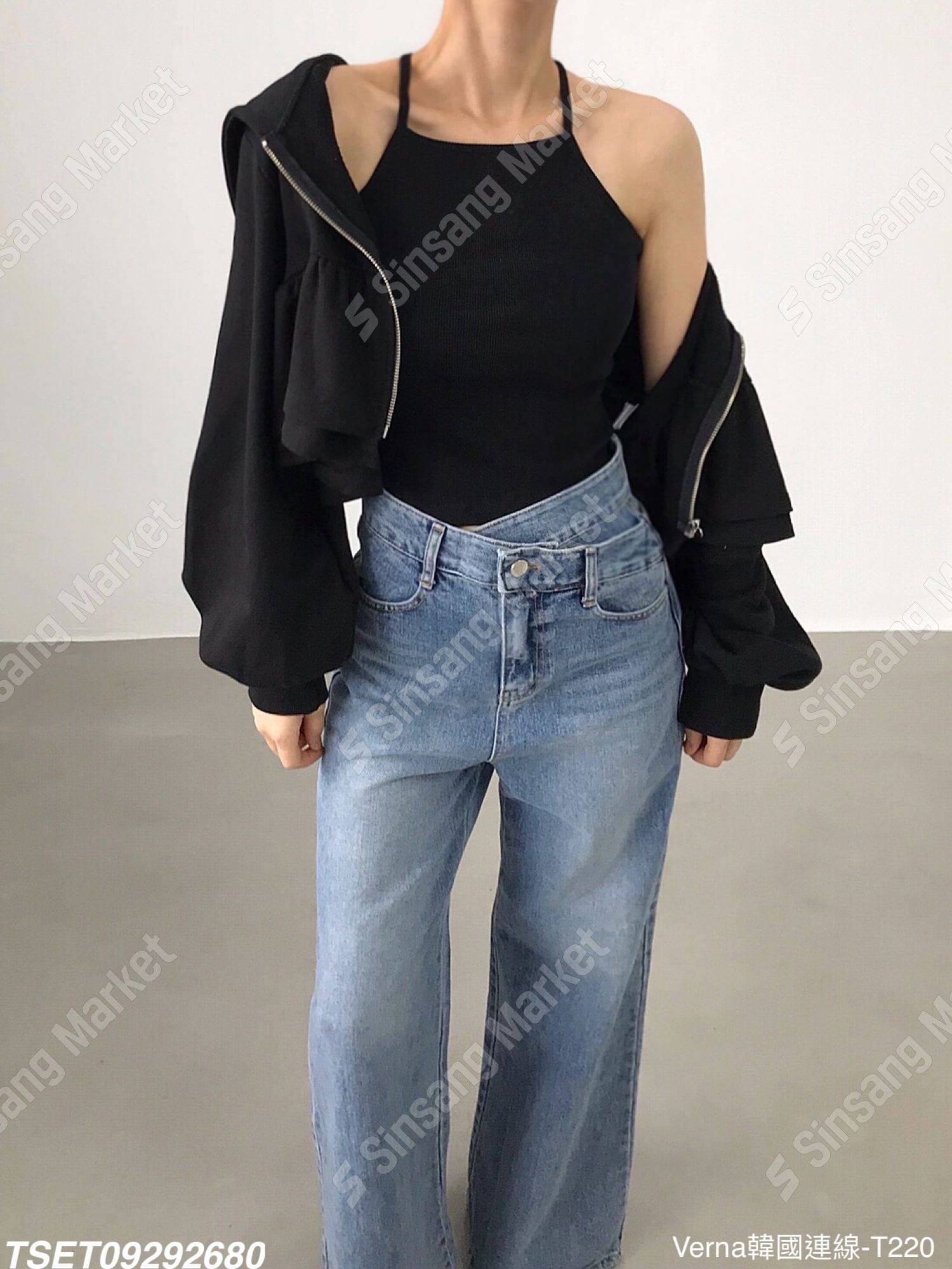 亮眼拉鍊背心上衣套裝