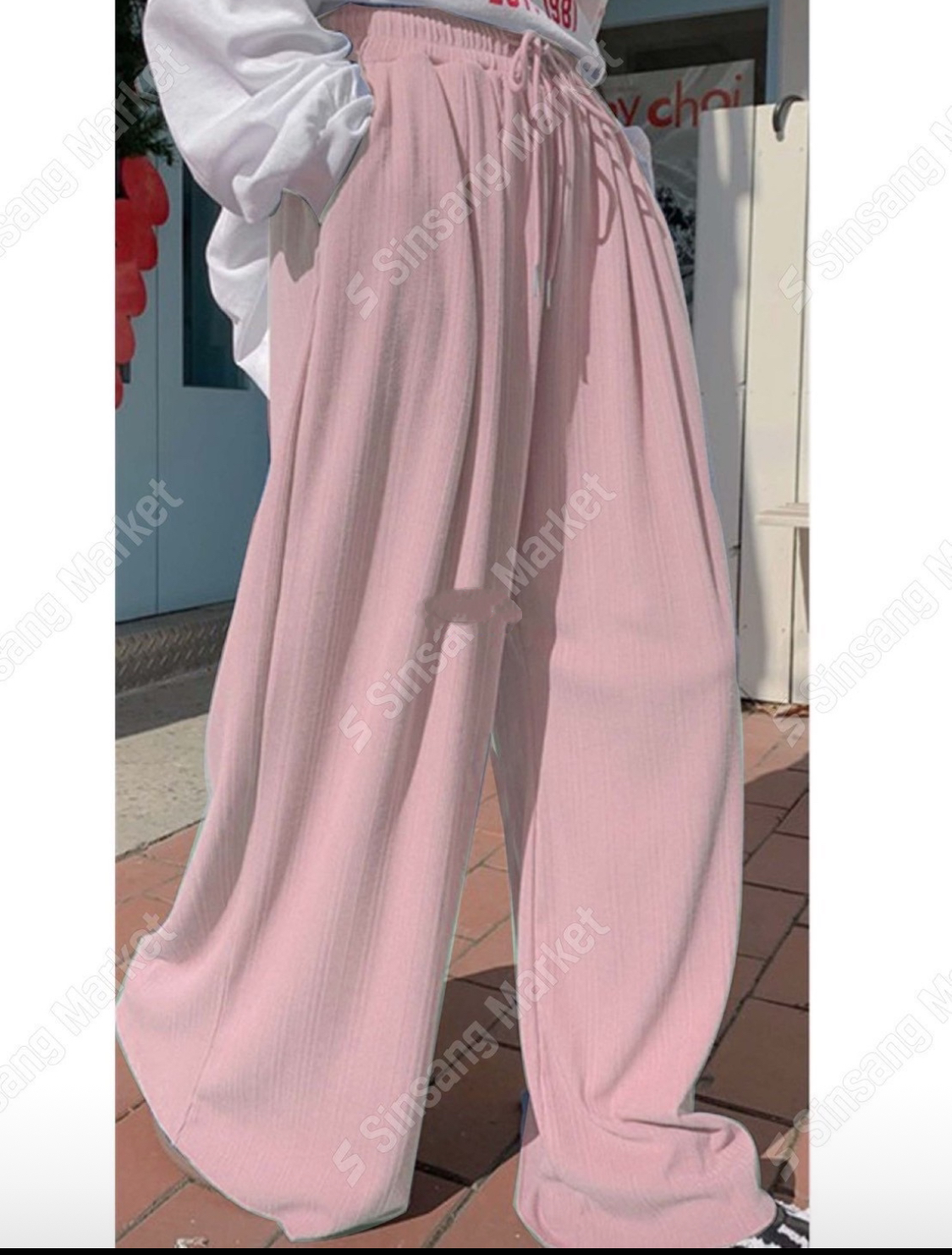 早春韓系垂感鬆緊闊腿褲