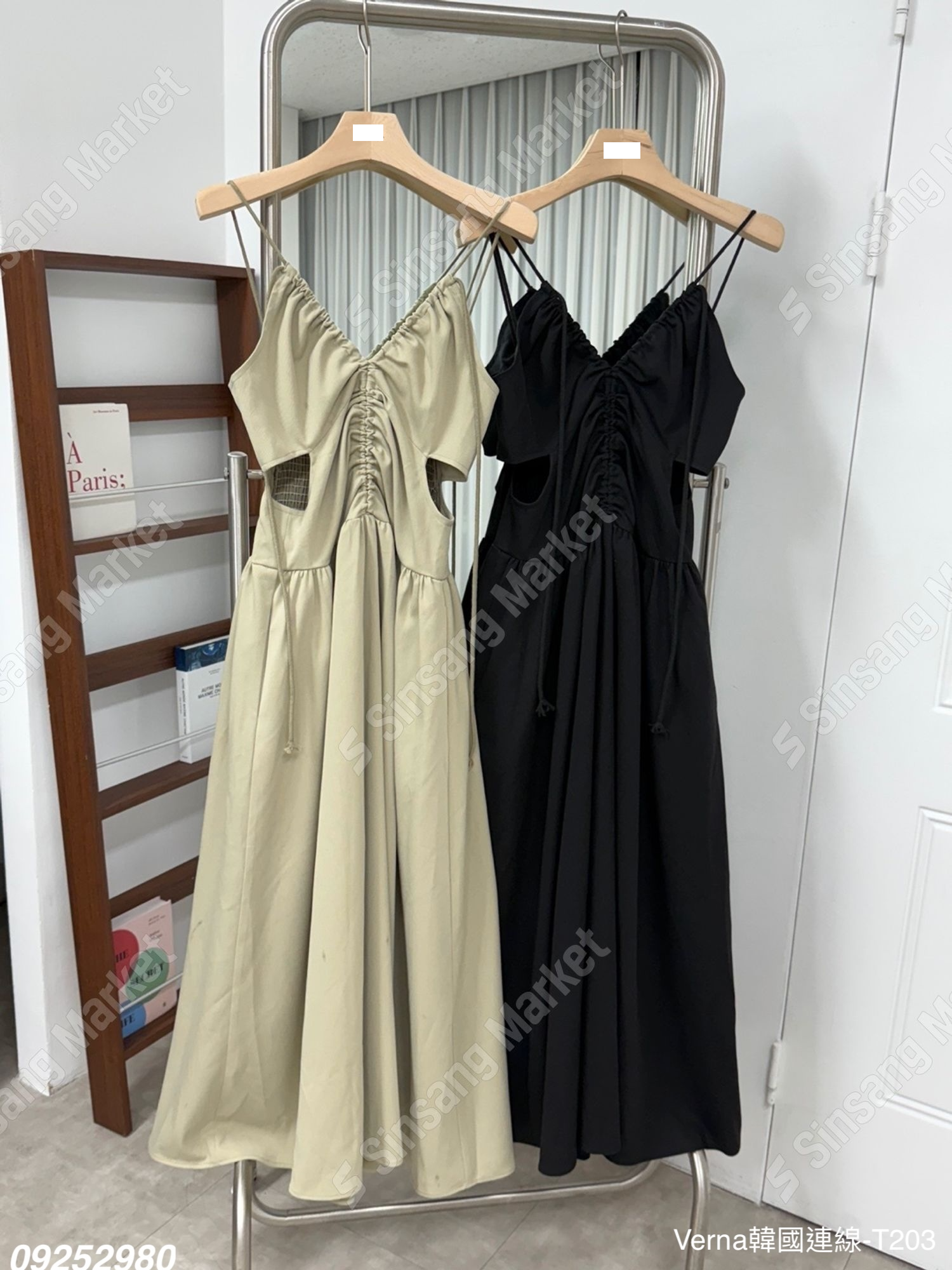 高雅抽繩露腰洋裝