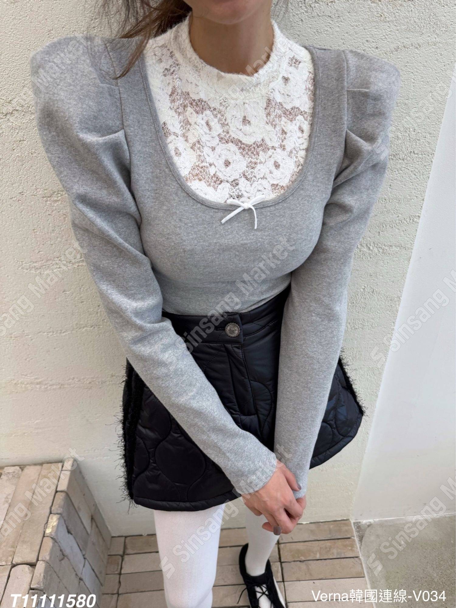 古典蕾絲假兩件上衣