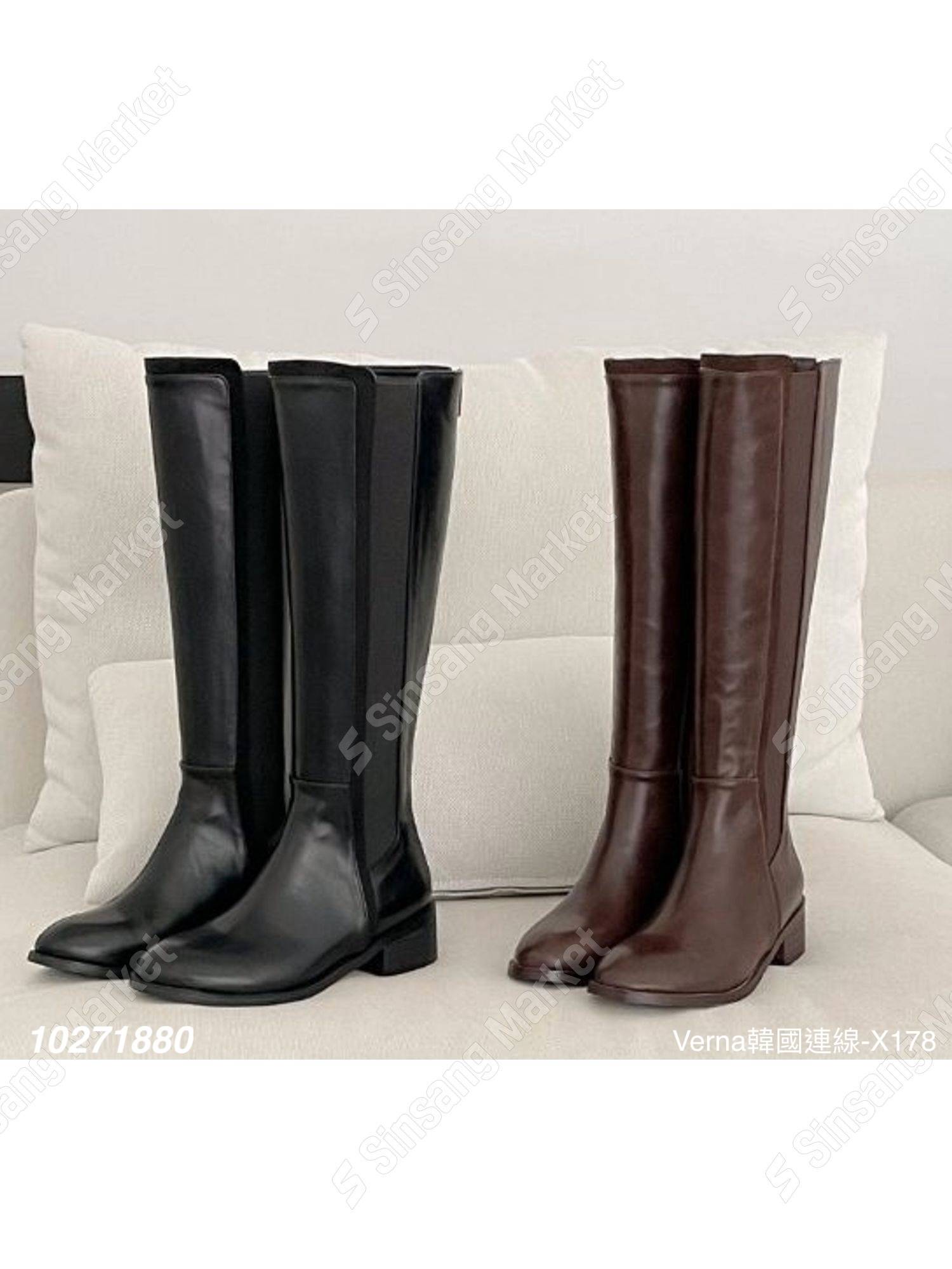 知性簡約皮革長靴