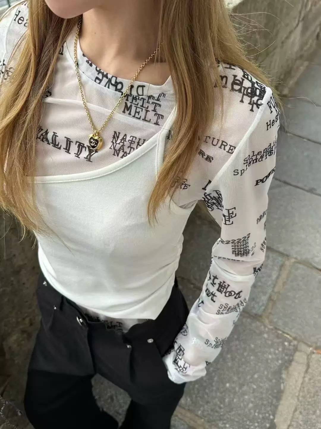 美式塗鴉風不規則兩件套