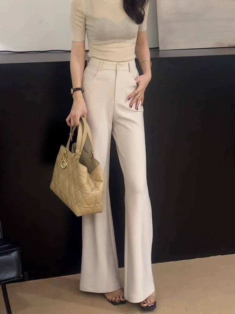 高腰顯瘦垂感西裝喇叭褲