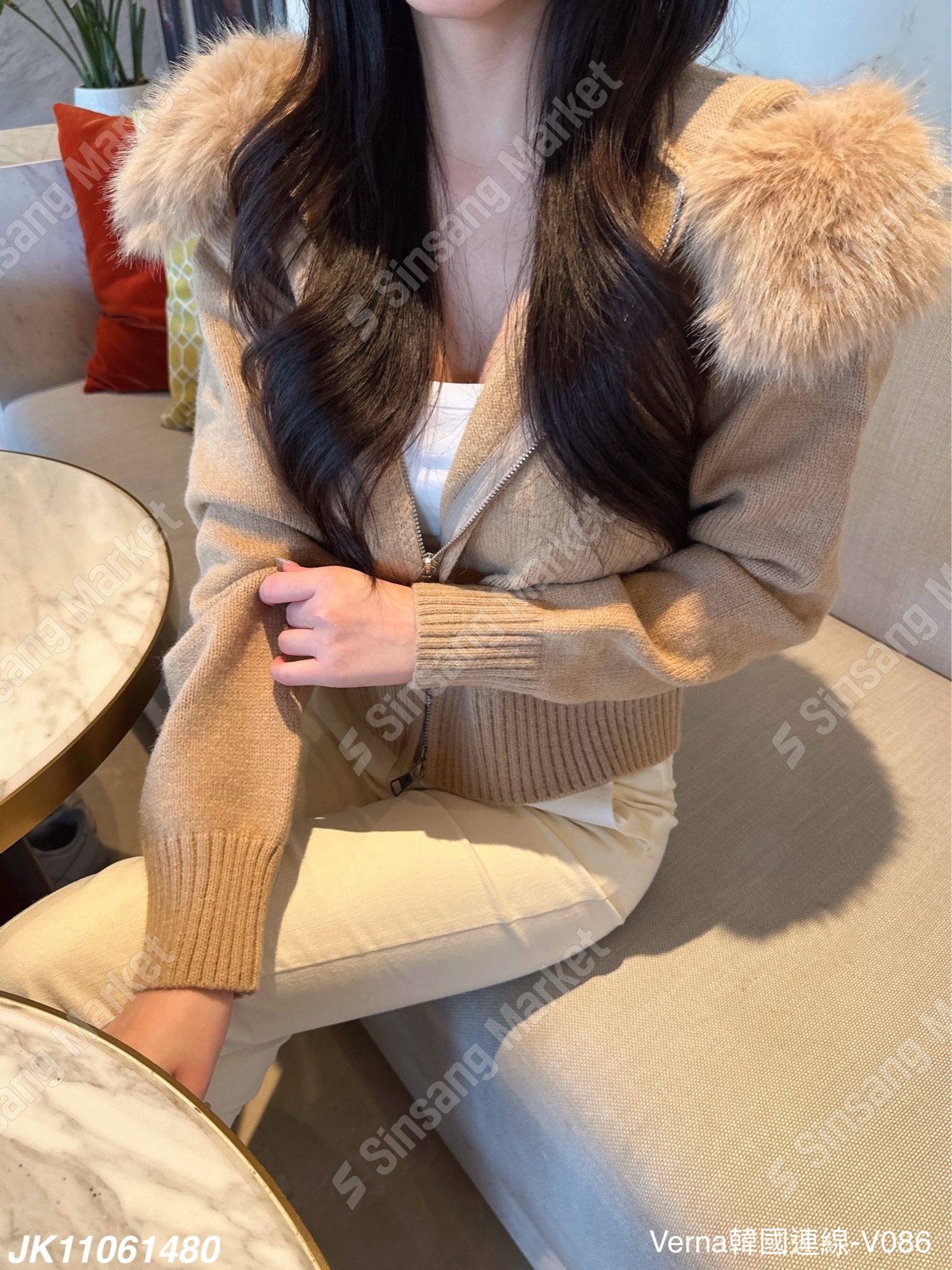 可愛甜美針織連帽外套