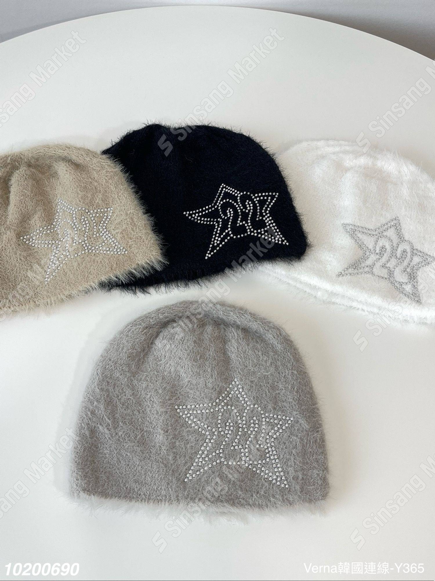 潮流星星水鑽毛帽