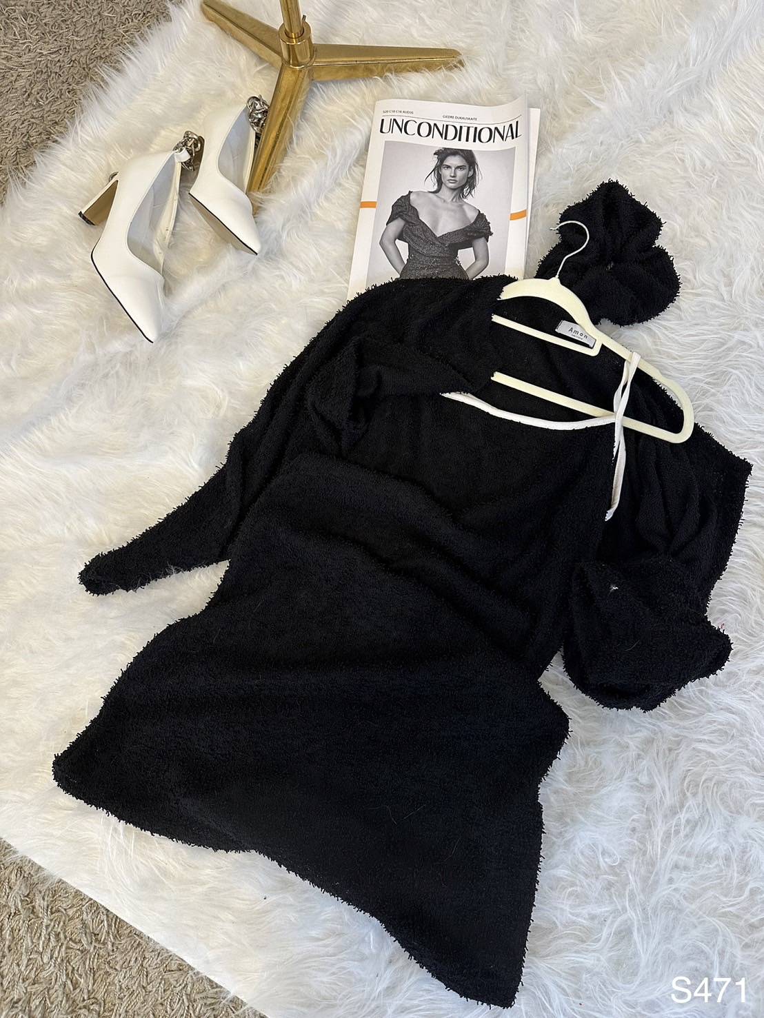 拼色毛毛絨連身三件組