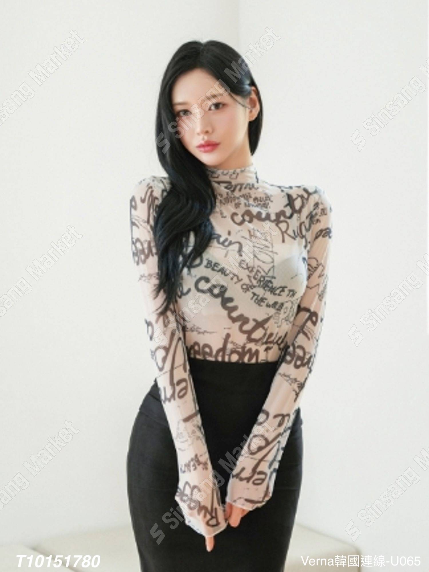 潮流透膚塗鴉上衣