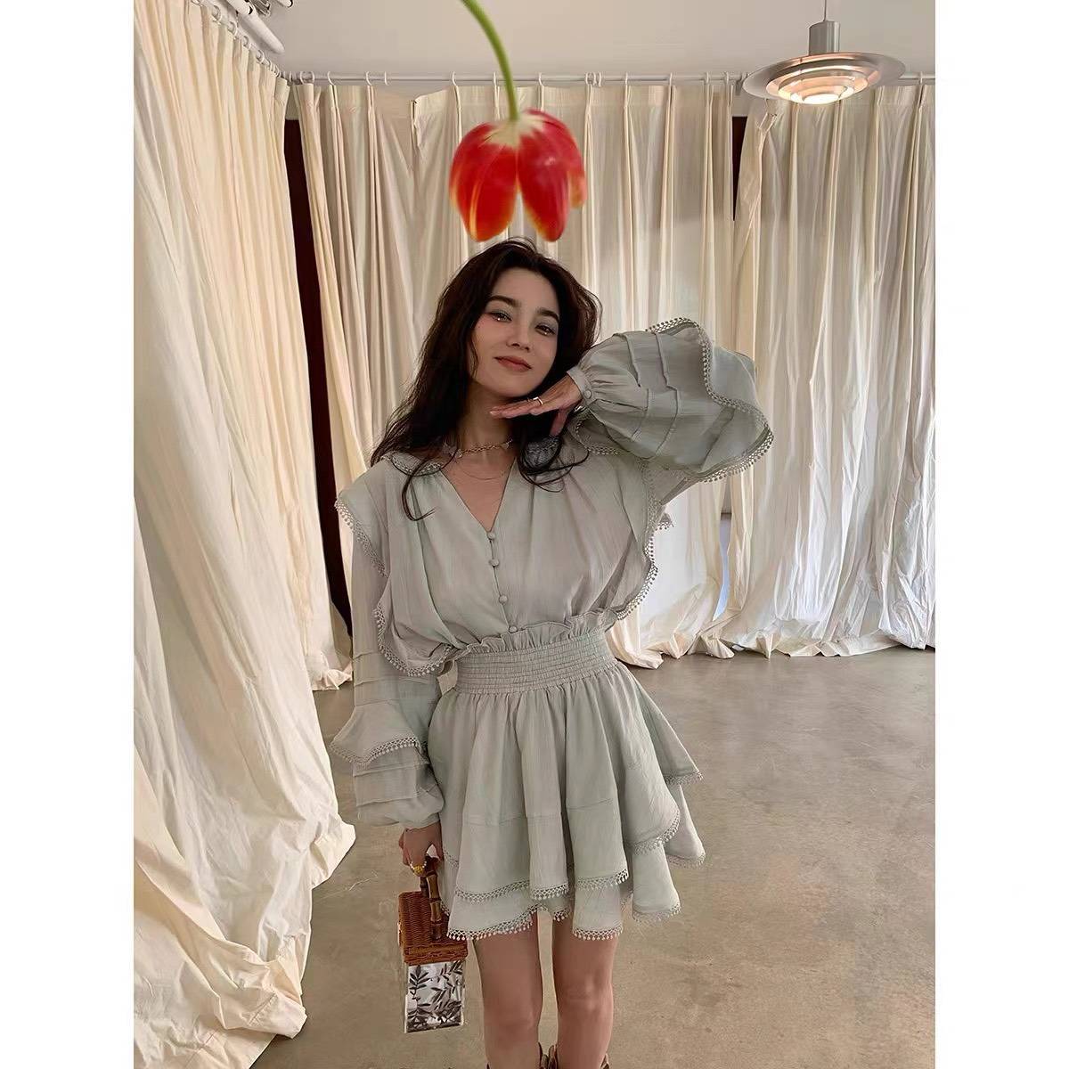 法式泡泡袖別緻套裝