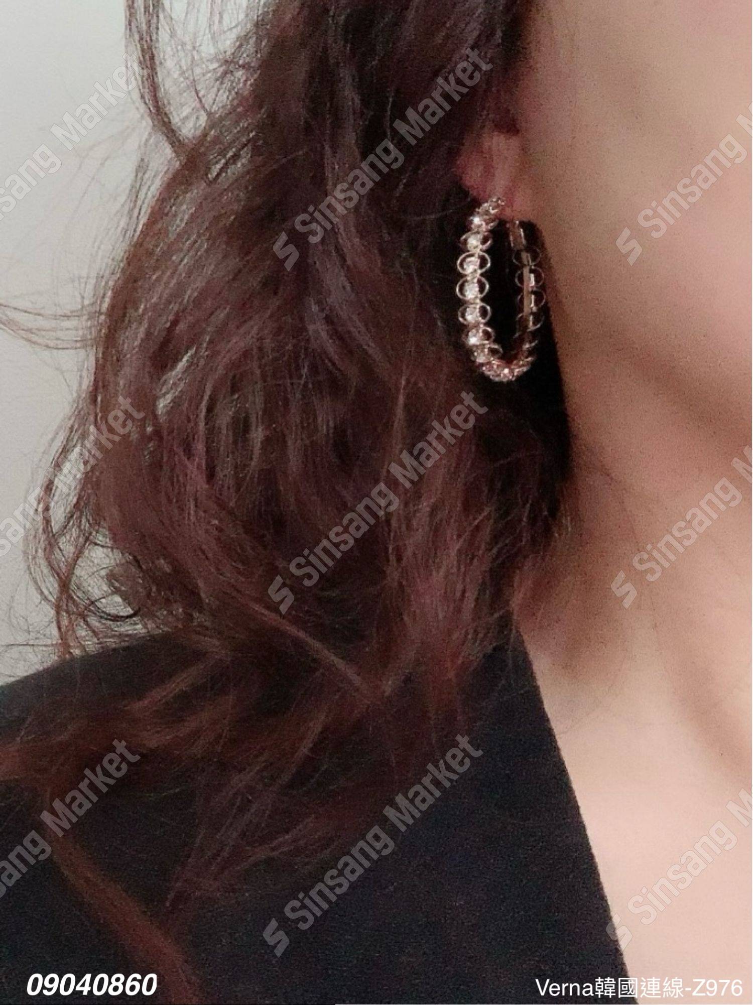 高雅水鑽圓圈耳環